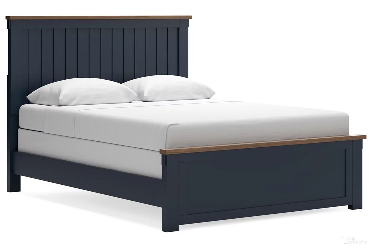 The appearance of Landocken Queen Panel Bed In Brown/Blue designed by Signature Design by Ashley in the transitional interior design. This brown/blue piece of furniture was selected by 1StopBedrooms from Landocken Collection to add a touch of cosiness and style into your home. Sku: B414-54;B414-57;B414-96. Bed Type: Panel Bed. Material: Wood. Bed Size: Queen.