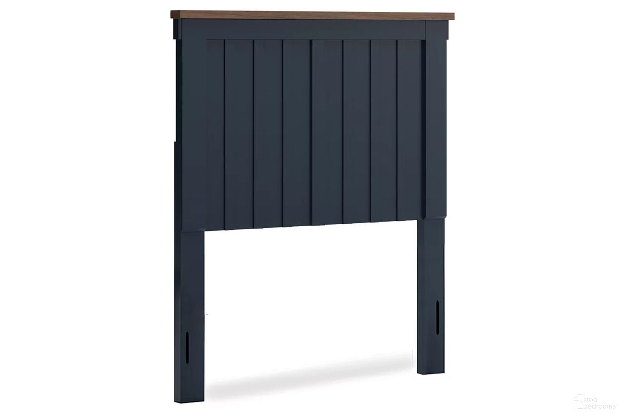 The appearance of Landocken Twin Panel Headboard In Brown and Blue designed by Signature Design by Ashley in the transitional interior design. This brown/blue piece of furniture  was selected by 1StopBedrooms from Landocken Collection to add a touch of cosiness and style into your home. Sku: B414-53. Material: Wood. Bed Size: Twin.