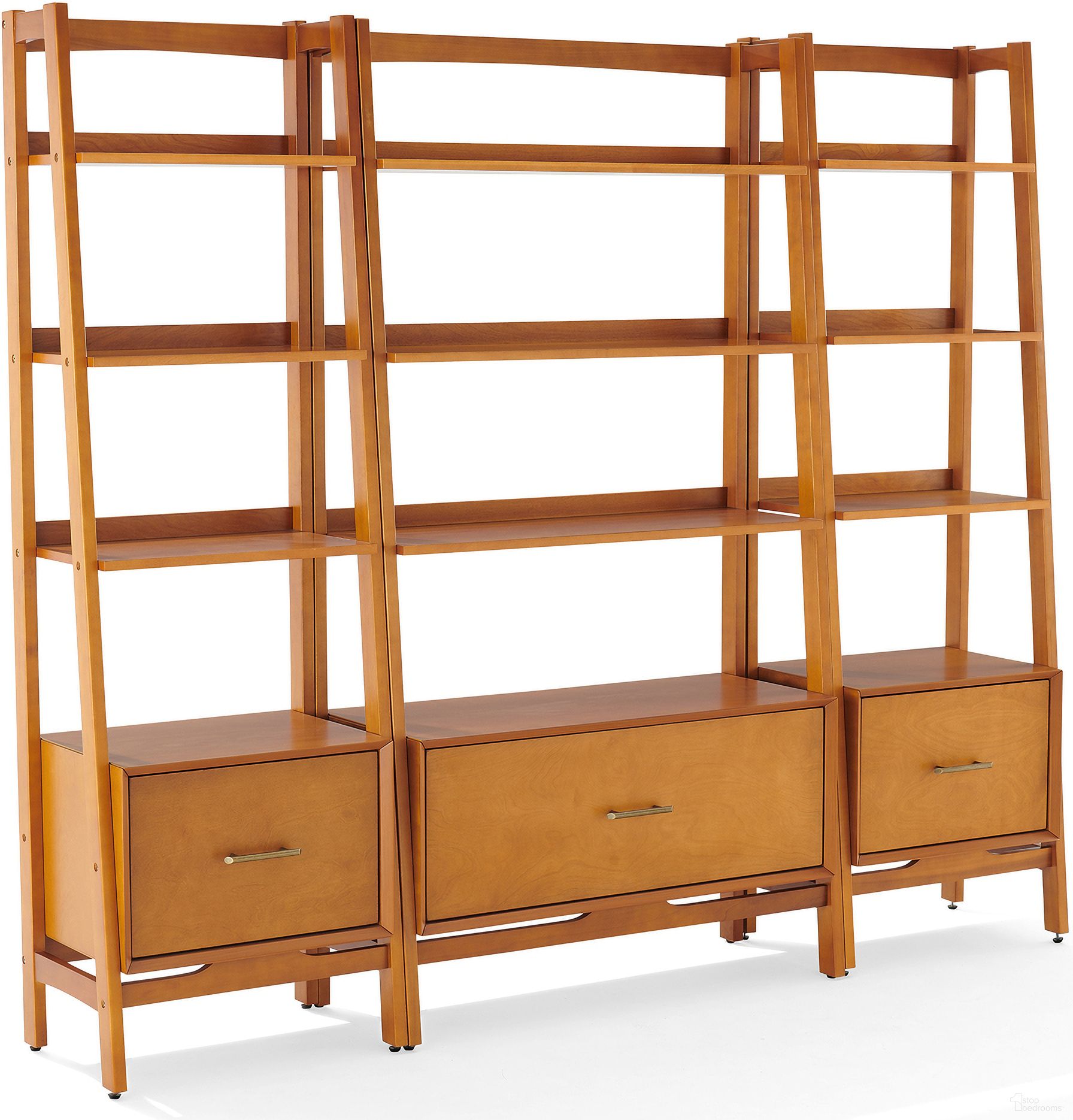 The appearance of Landon 3-Piece Etagere Bookcase Set In Acorn designed by Crosley Brands in the transitional interior design. This acorn piece of furniture was selected by 1StopBedrooms from Landon Collection to add a touch of cosiness and style into your home. Sku: CF1110-AC;CF1109-AC;CF1109-AC. Material: MDF.