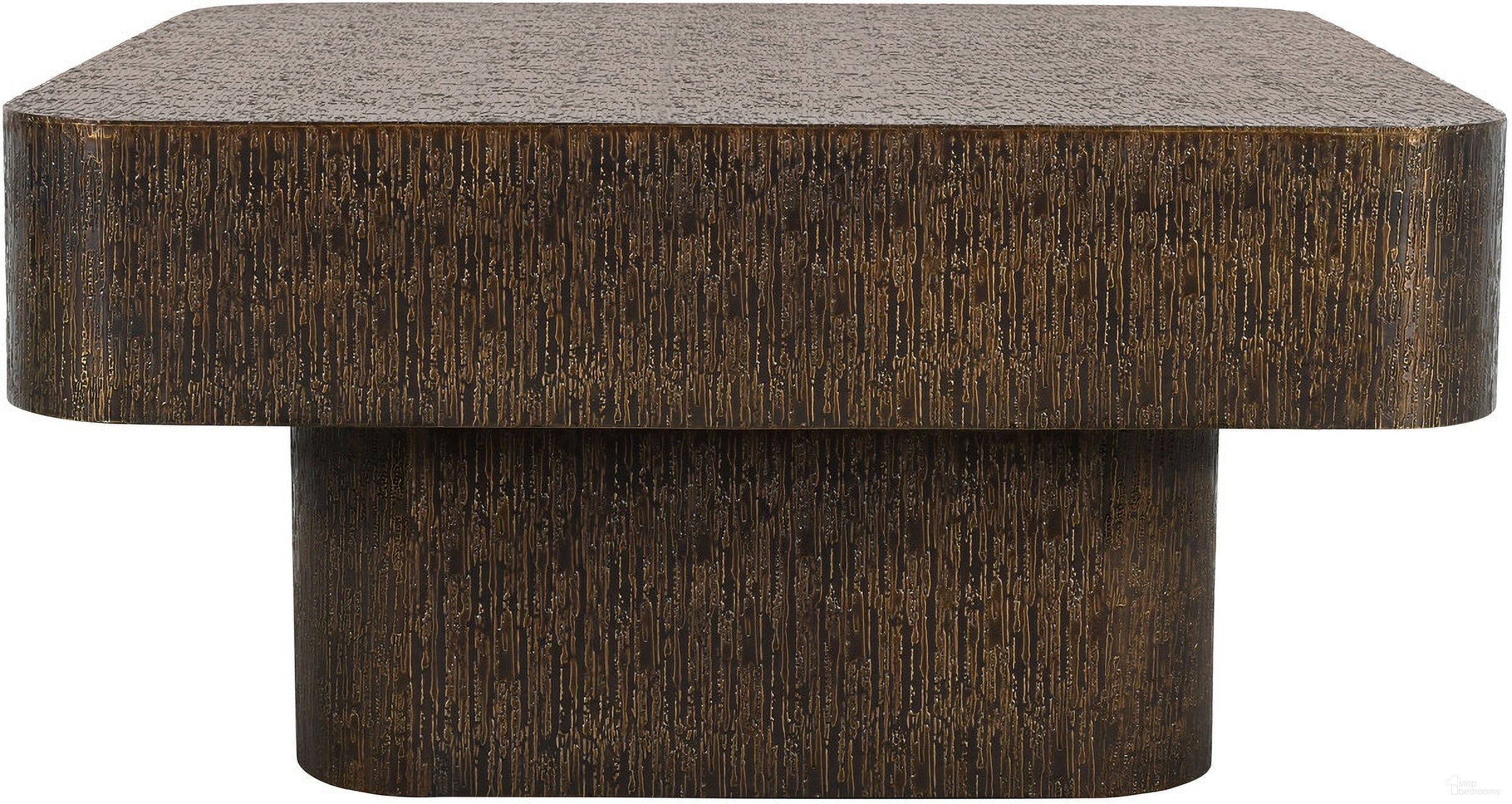 Landon 36 Inch Cocktail Table In Stamped Brass