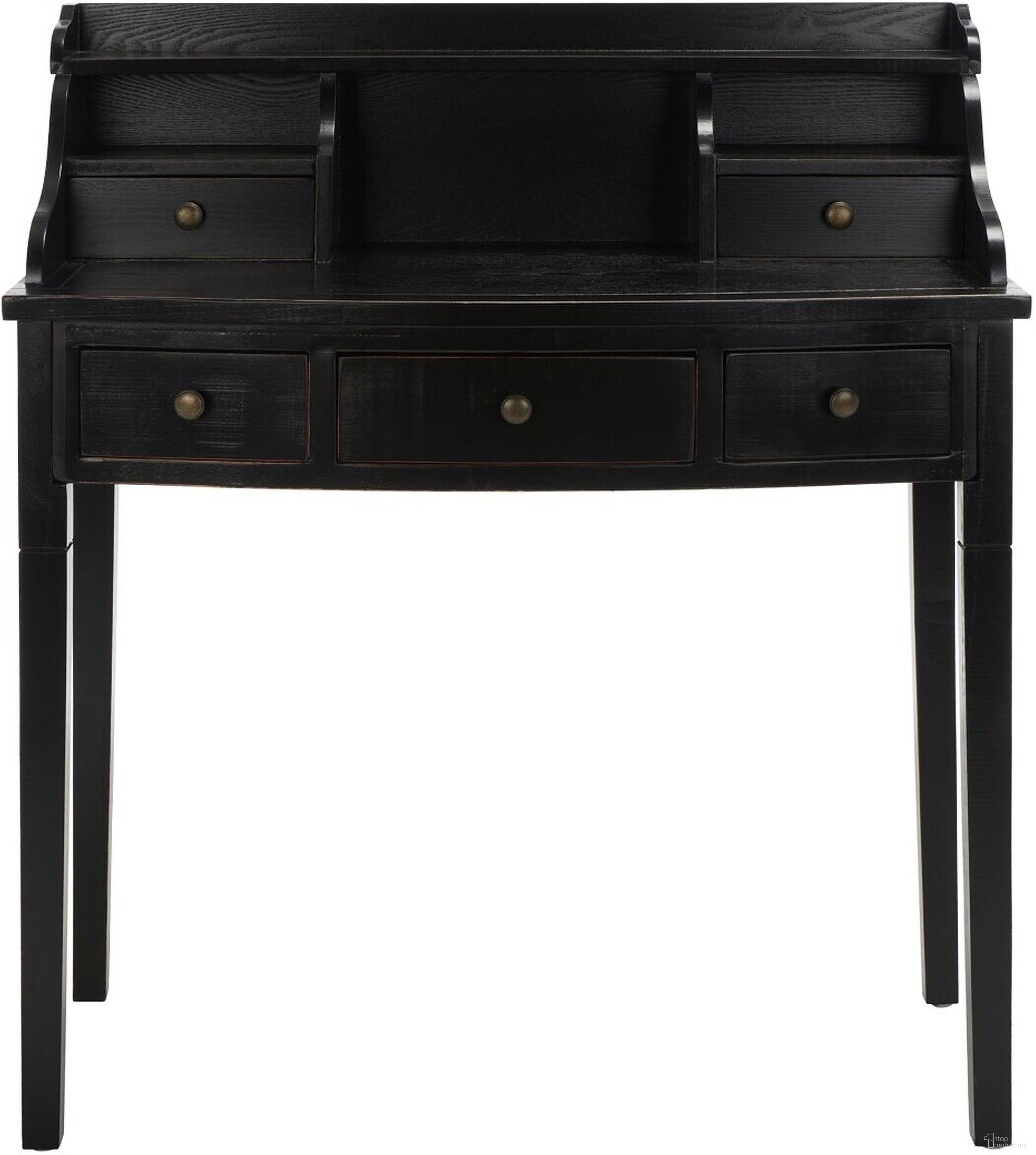 The appearance of Landon Distressed Black 5-Drawer Writing Desk designed by Safavieh in the modern / contemporary interior design. This distressed black piece of furniture  was selected by 1StopBedrooms from Landon Collection to add a touch of cosiness and style into your home. Sku: AMH6516B. Material: Wood.