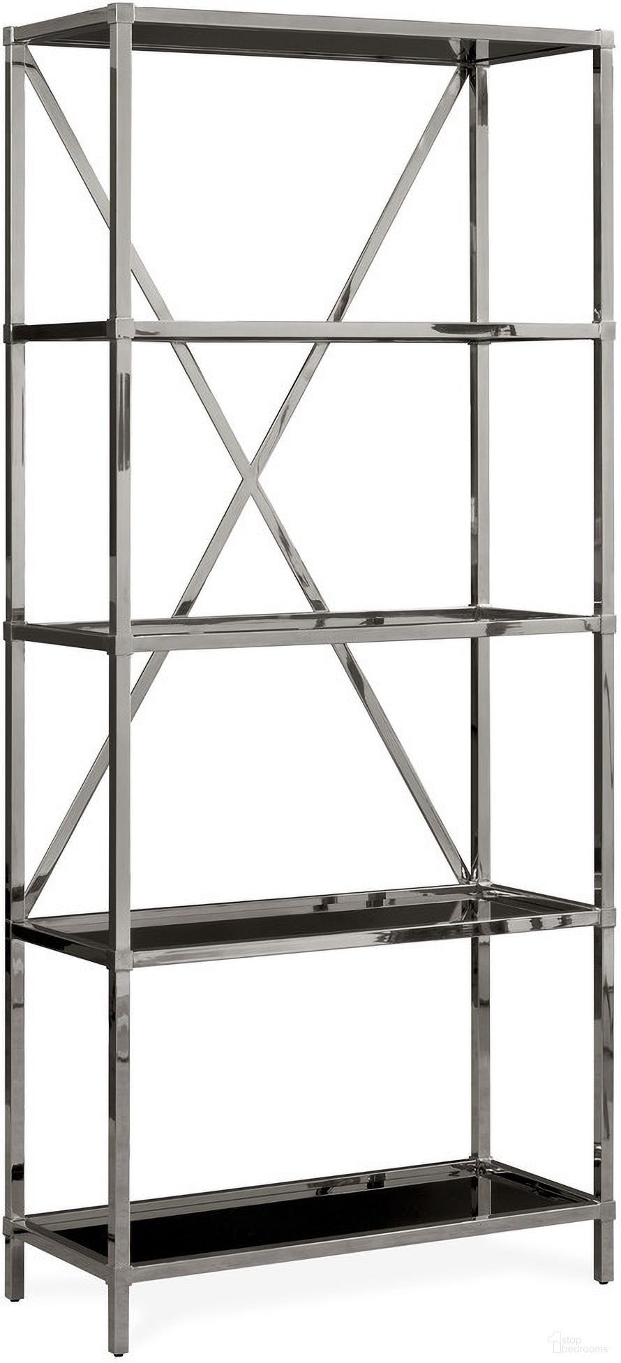 The appearance of Landon Etagere In Black designed by Century Furniture in the modern / contemporary interior design. This black piece of furniture  was selected by 1StopBedrooms from Monarch Collection to add a touch of cosiness and style into your home. Sku: MN5822. Material: Stainless Steel.
