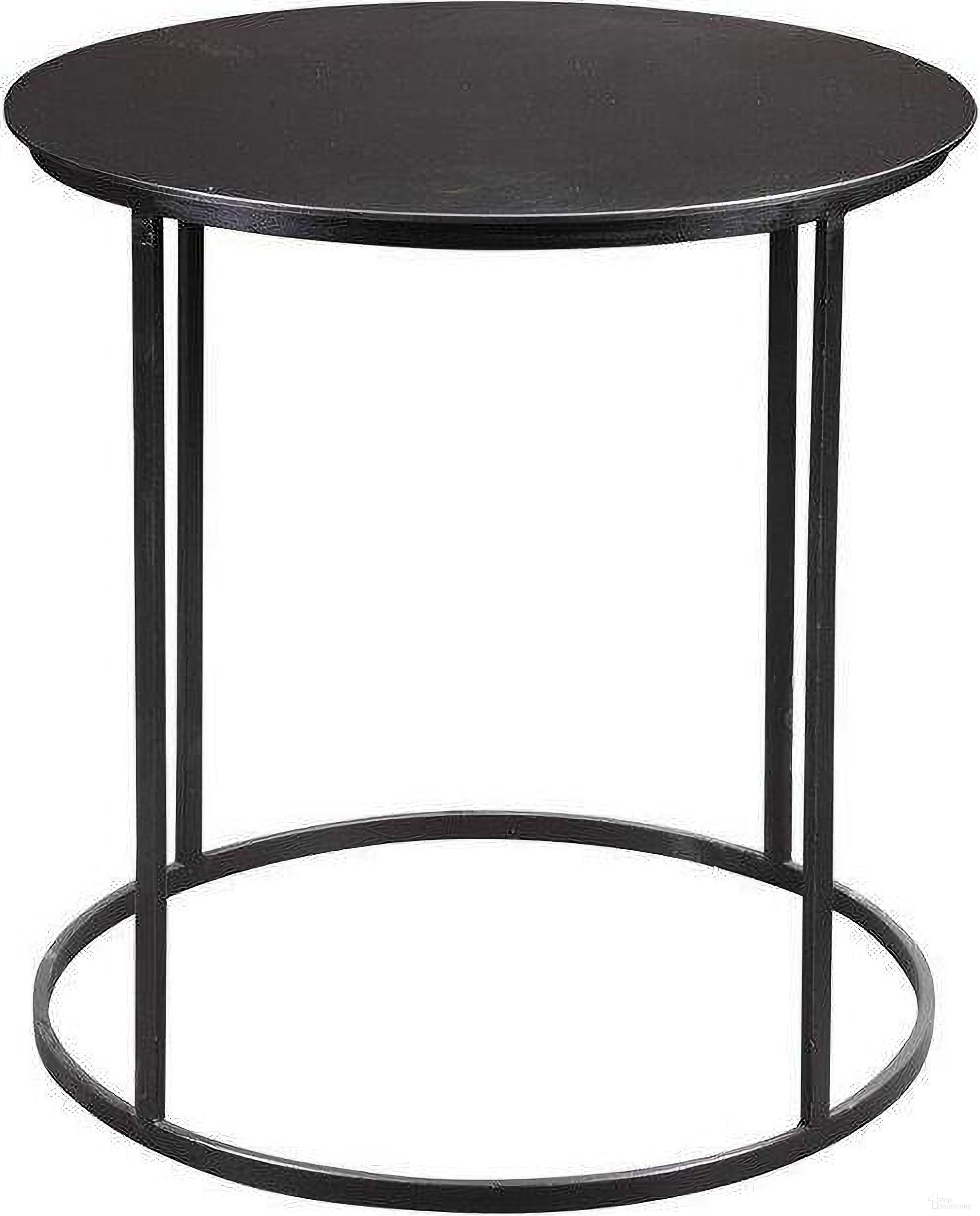Landon Round Metal End Table In Black Finish