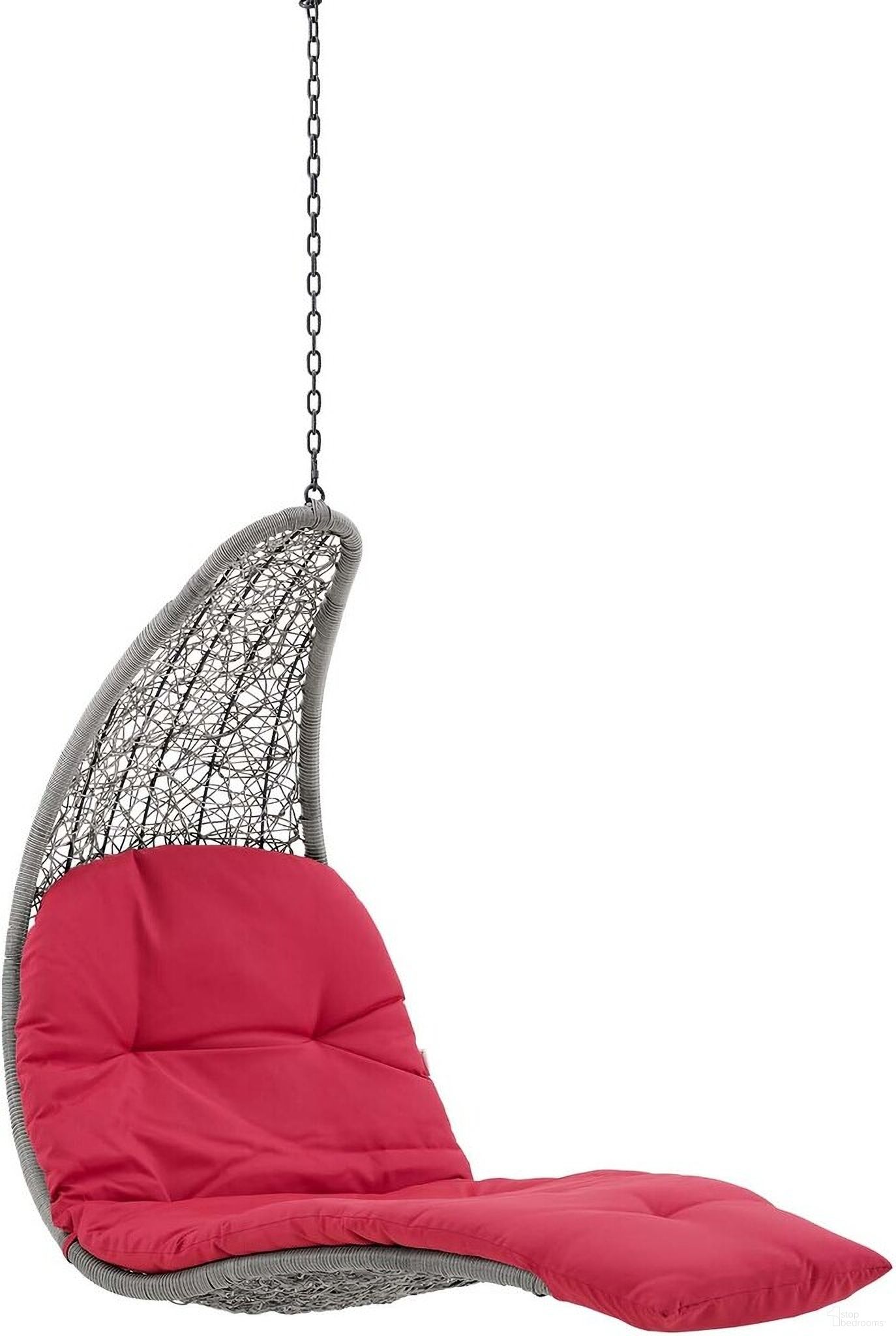 The appearance of Landscape Hanging Chaise Lounge Outdoor Patio Swing Chair In Light Gray Red designed by Modway in the modern / contemporary interior design. This light grey piece of furniture was selected by 1StopBedrooms from Landscape Collection to add a touch of cosiness and style into your home. Sku: EEI-2545-GRY;EEI-2952-LGR-3;EEI-2953-RED. Material: Rattan.