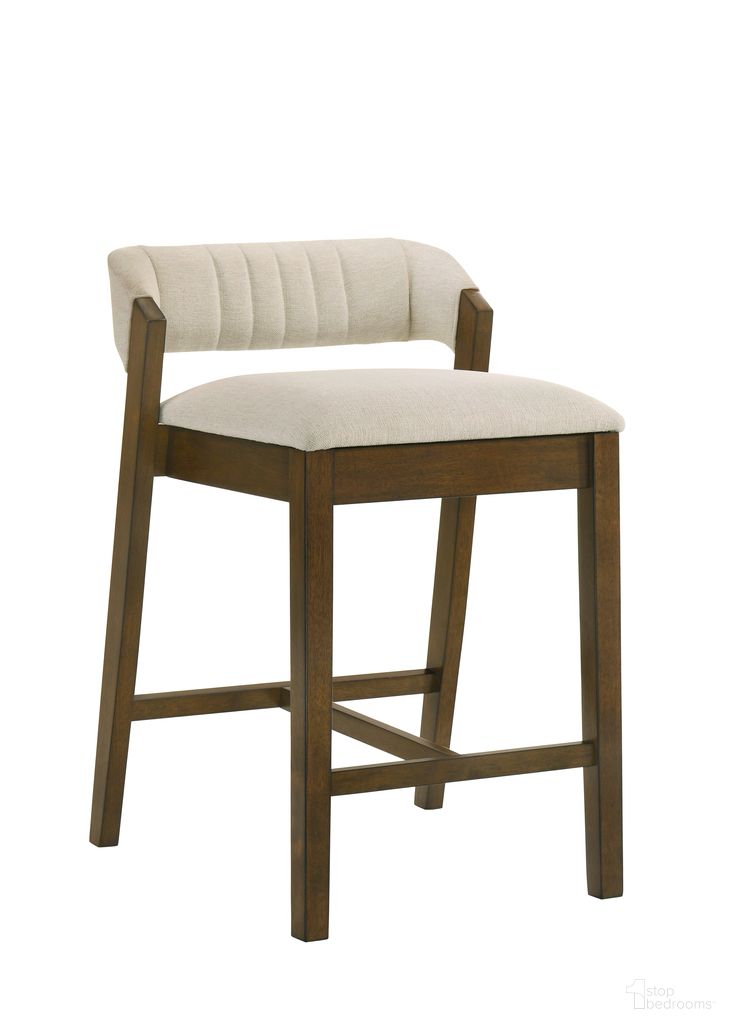 The appearance of Landyn 26 Inch Counter Height Barstool In Ecru and Sepia Brown designed by Armen Living in the country / farmhouse interior design. This ecru and sepia brown piece of furniture  was selected by 1StopBedrooms from Landyn Collection to add a touch of cosiness and style into your home. Sku: LCLABASBUE26. Material: Polyester.