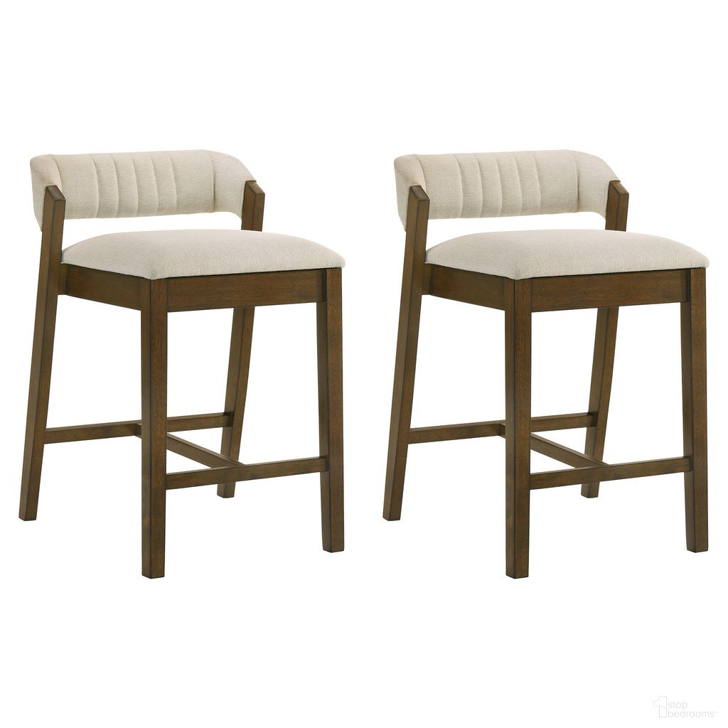 The appearance of Landyn 30 Inch Bar Height Barstool Set of 2 In Ecru and Sepia Brown designed by Armen Living in the country / farmhouse interior design. This ecru and sepia brown piece of furniture was selected by 1StopBedrooms from Landyn Collection to add a touch of cosiness and style into your home. Sku: LCLABASBUE30;LCLABASBUE30. Material: Polyester.
