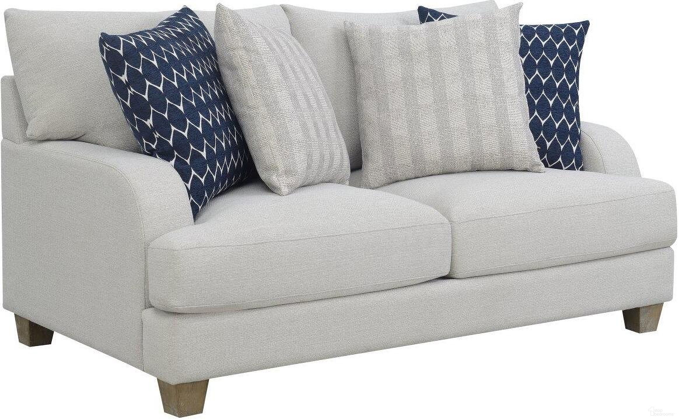 The appearance of Laney Loveseat In Harbor Gray designed by Emerald Home Furnishings in the country / farmhouse interior design. This gray piece of furniture was selected by 1StopBedrooms from Laney Collection to add a touch of cosiness and style into your home. Sku: U4389-01-03A. Material: Wood.