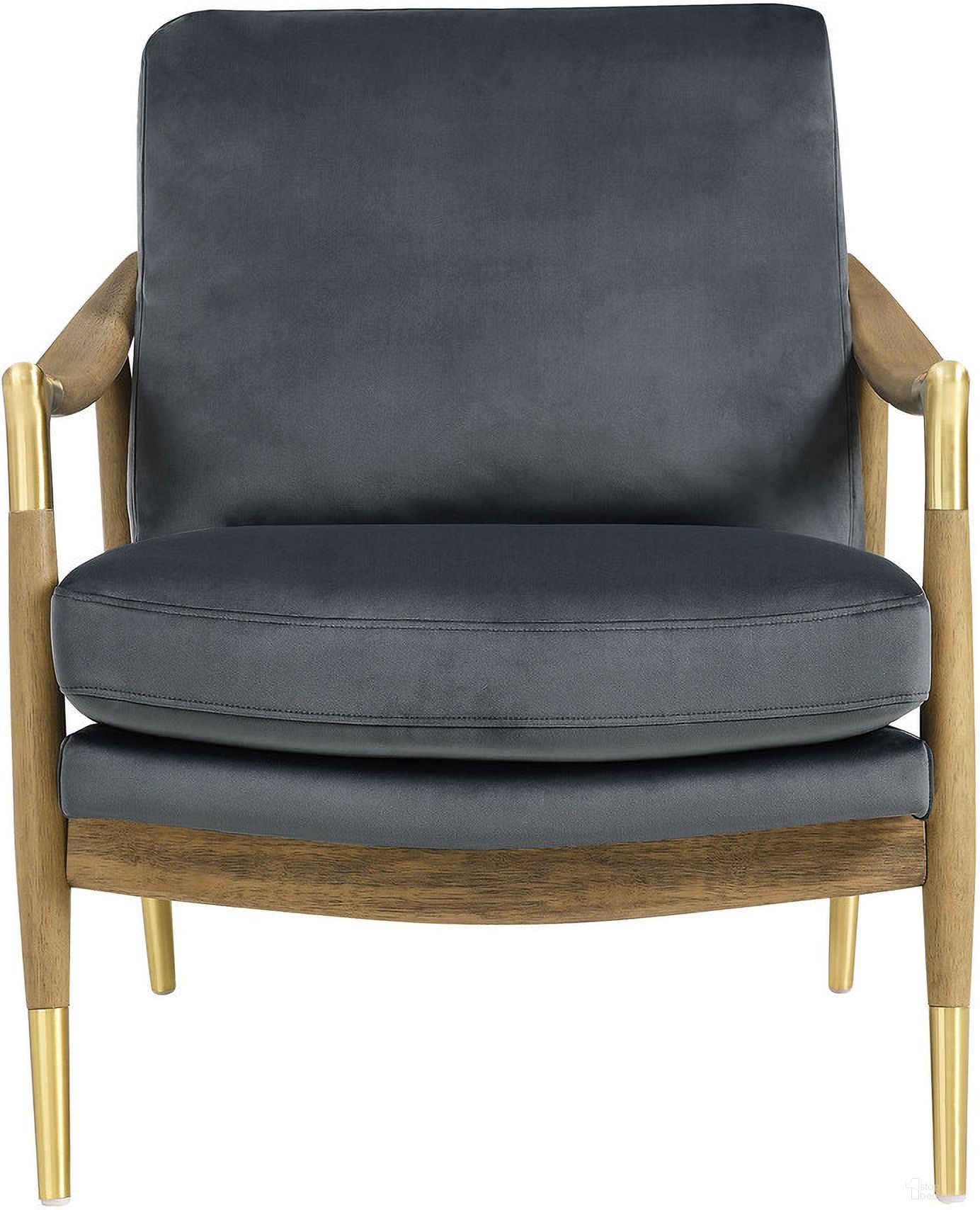 Langford Performance Velvet Accent Armchair In Cadet Blue Walnut