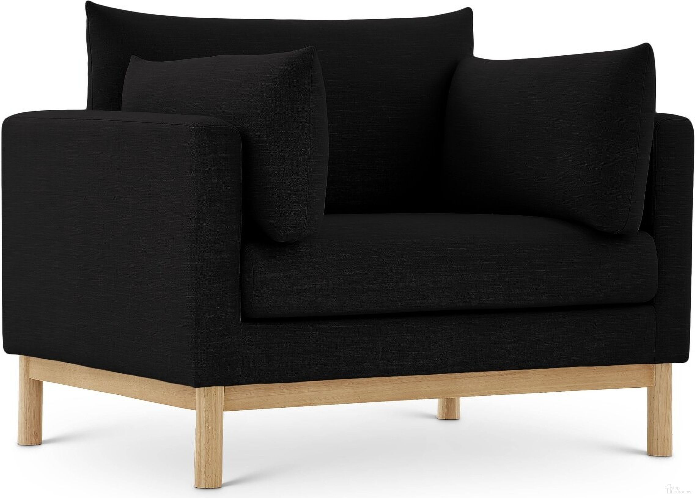 The appearance of Langham Linen Textured Fabric Chair In Black designed by Meridian in the transitional interior design. This black piece of furniture was selected by 1StopBedrooms from Langham Collection to add a touch of cosiness and style into your home. Sku: 157Black-C. Material: Wood.