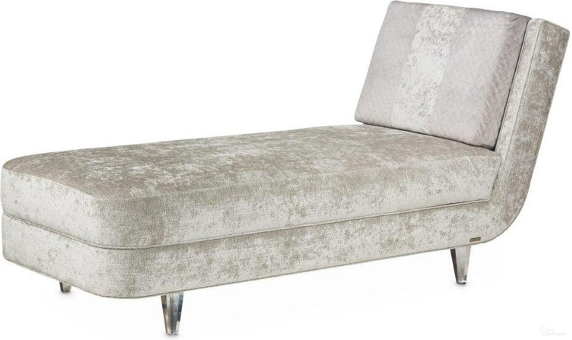 The appearance of Lanna Armless Chaise In Storm And Silver Mist designed by Michael Amini in the modern / contemporary interior design. This storm piece of furniture  was selected by 1StopBedrooms from Lanna Collection to add a touch of cosiness and style into your home. Sku: NLRU-LANA841-STM-823. Material: Wood.