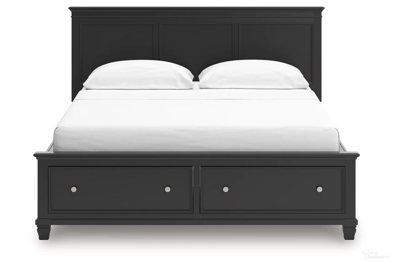 The appearance of Lanolee California King Panel Storage Bed In Black designed by Signature Design by Ashley in the transitional interior design. This black piece of furniture was selected by 1StopBedrooms from Lanolee Collection to add a touch of cosiness and style into your home. Sku: B687-56S;B687-58;B687-95. Bed Type: Storage Bed. Bed Size: California King.