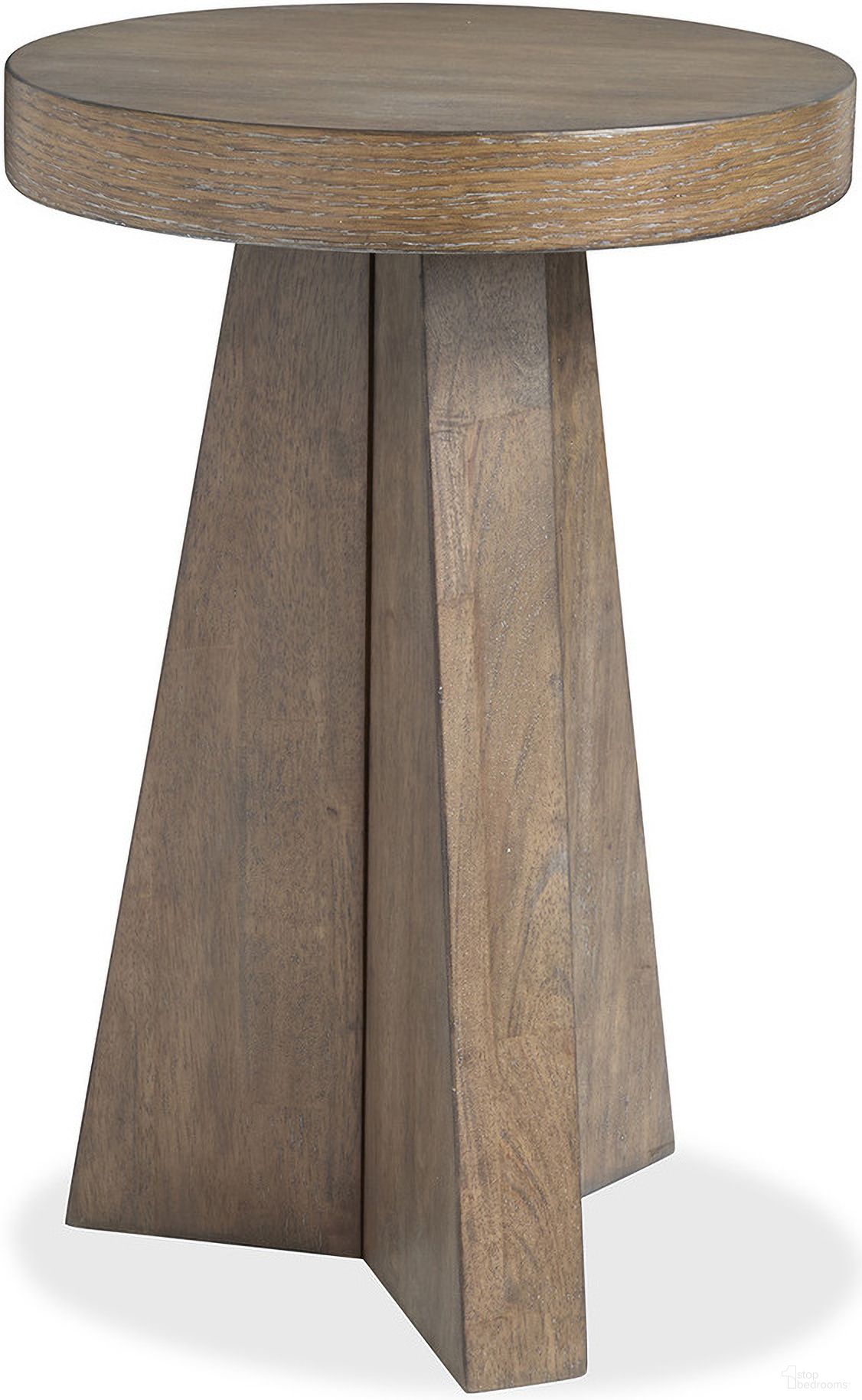The appearance of Lansbury Round Accent End Table In Antique Wheat designed by Magnussen in the modern / contemporary interior design. This antique wheat piece of furniture  was selected by 1StopBedrooms from Lansbury Collection to add a touch of cosiness and style into your home. Sku: T5940-35. Material: Oak Veneer.