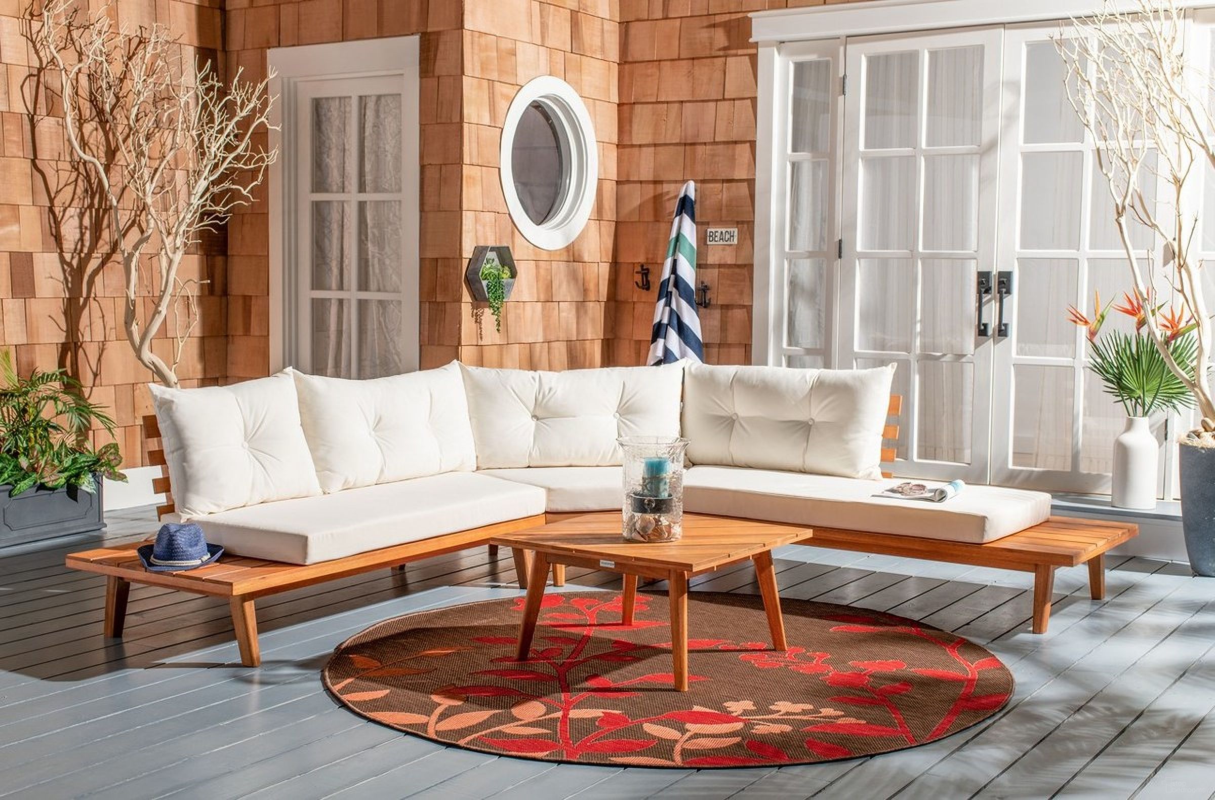 The appearance of Lansen 4 Piece Corner Living Set In Natural designed by Safavieh in the modern / contemporary interior design. This natural piece of furniture was selected by 1StopBedrooms from Lansen Collection to add a touch of cosiness and style into your home. Sku: PAT7055A-3BX. Material: Steel.