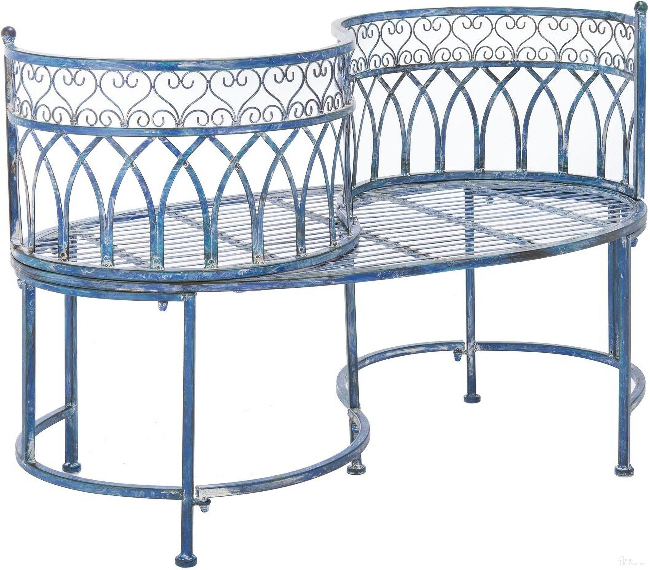 Lara Kissing Bench in Antique Blue