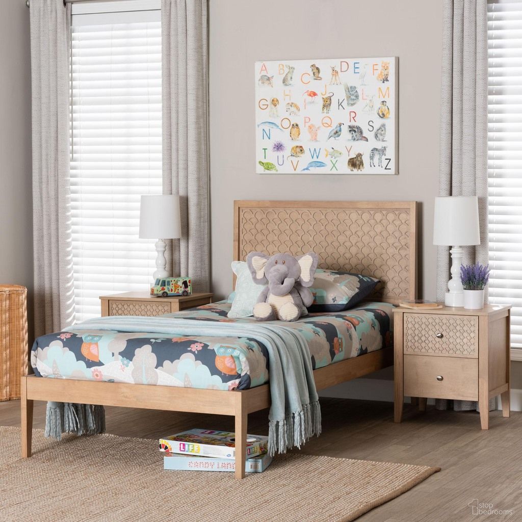 The appearance of Lara Modern Wood Twin 3-Piece Bedroom Set In Oak Brown designed by Baxton Studio in the modern / contemporary interior design. This oak brown piece of furniture was selected by 1StopBedrooms from Lara Collection to add a touch of cosiness and style into your home. Sku: Lara-Natural Wood-3PC Twin Bedroom Set. Bed Size: Twin. Material: MDF.