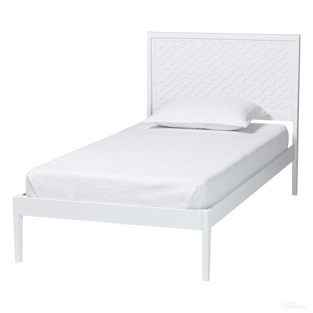 The appearance of Lara Modern Wood Twin Platform Bed with Laser-Cut Decorative Headboard Overlay In White designed by Baxton Studio in the modern / contemporary interior design. This white piece of furniture was selected by 1StopBedrooms from Lara Collection to add a touch of cosiness and style into your home. Sku: Lara-White Solid-Twin Bed. Bed Type: Platform Bed. Bed Size: Twin. Material: MDF.