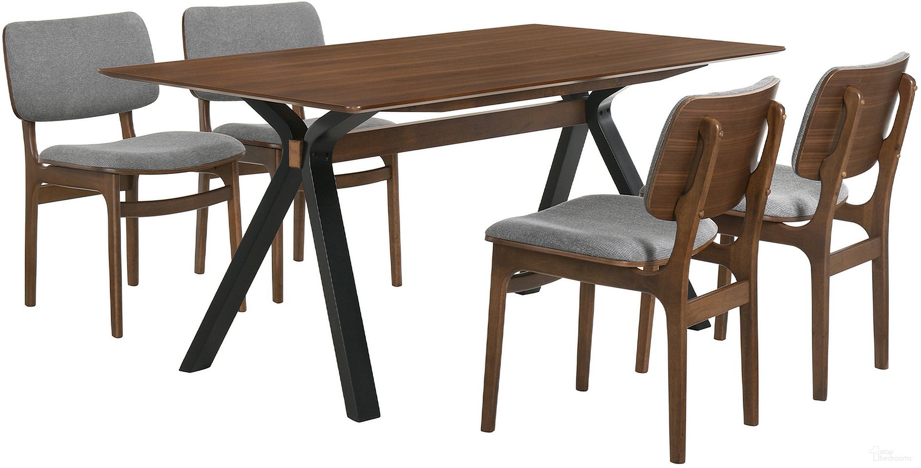 The appearance of Laredo and Lima 5-Piece Walnut Rectangular Dining Set designed by Armen Living in the transitional interior design. This gray/brown piece of furniture  was selected by 1StopBedrooms from Laredo Collection to add a touch of cosiness and style into your home. Sku: LCLRDIWA;LCLMSIGRWA;LCLMSIGRWA. Material: MDF.