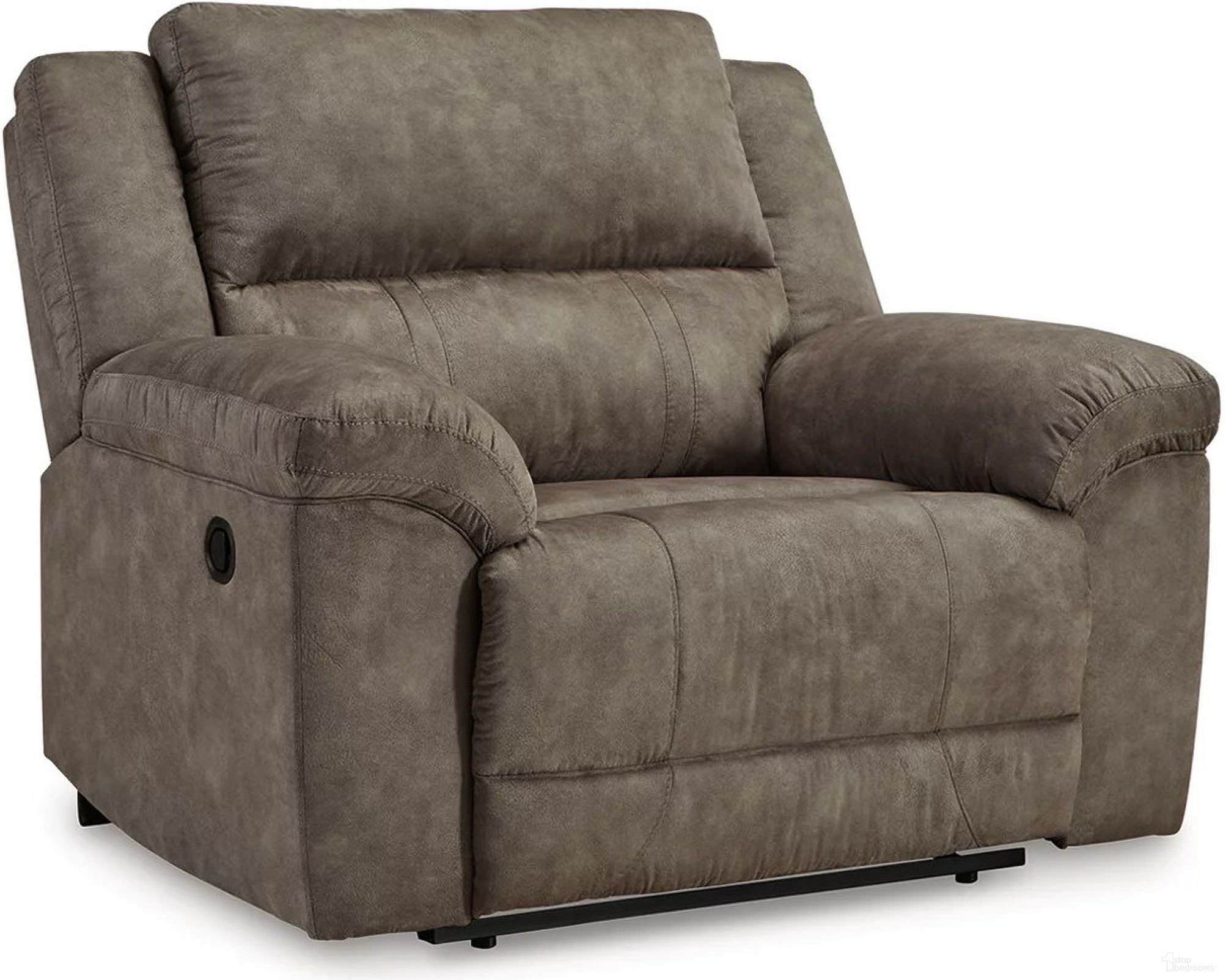 The appearance of Laresview Oversized Recliner In Fossil designed by Signature Design by Ashley in the modern / contemporary interior design. This fossil piece of furniture  was selected by 1StopBedrooms from Laresview Collection to add a touch of cosiness and style into your home. Sku: 3720352. Material: Faux Leather.