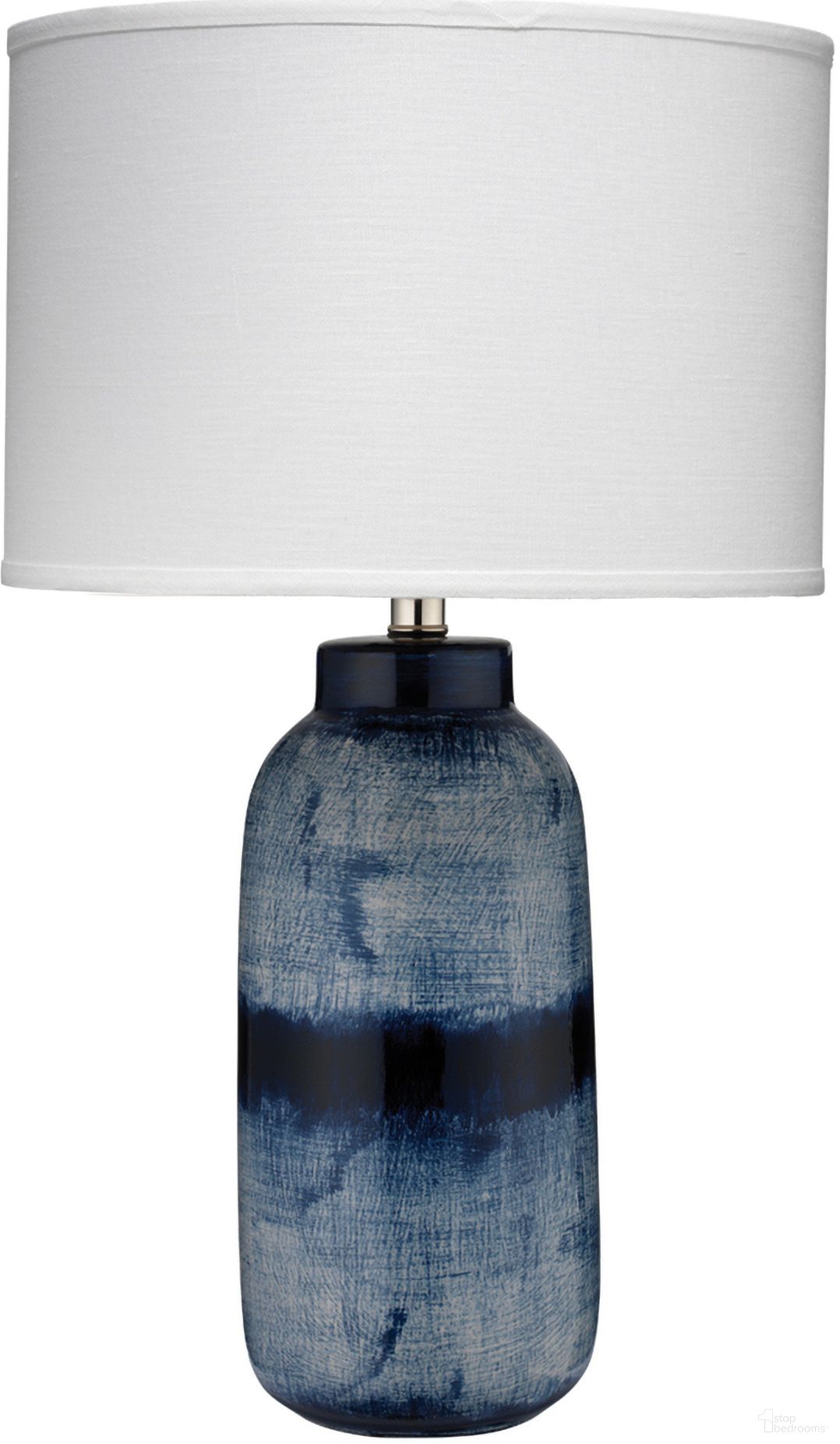 Large Batik Table Lamp In Blue and White