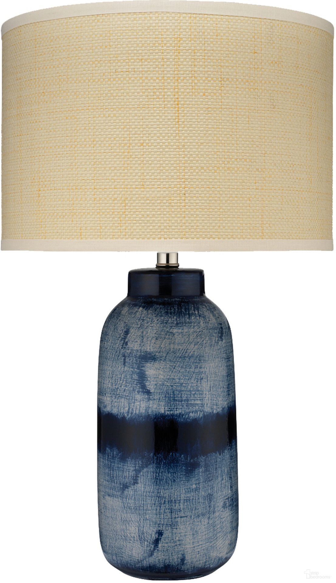 Large Batik Table Lamp In Blue and Beige