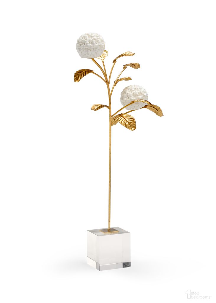 Large Hydrangea On Stand In Cream and Gold