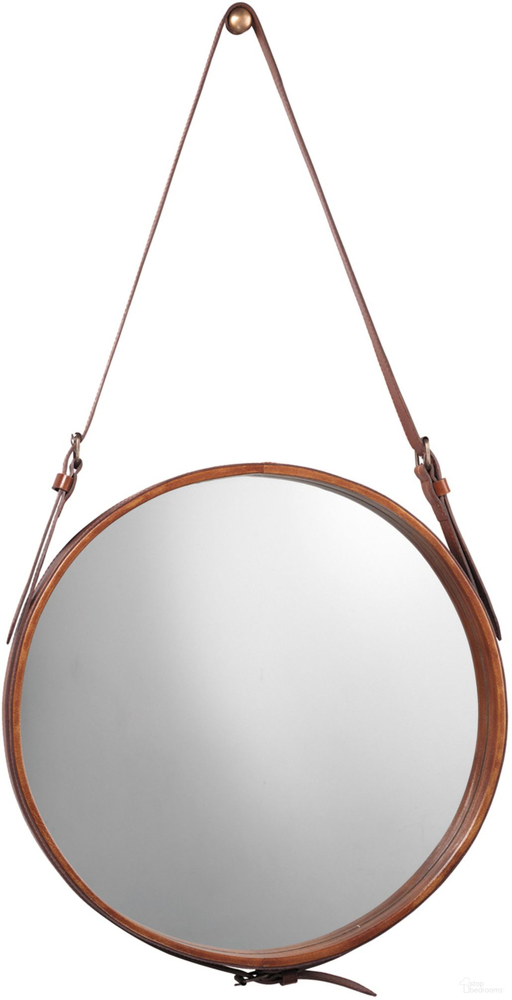 Large Round Mirror In Brown