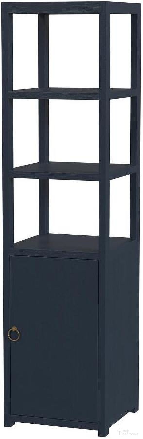 The appearance of Lark 3-Tier 1 Door Narrow Etagere Bookcase In Navy Blue designed by Butler Specialty Company in the traditional interior design. This navy blue piece of furniture  was selected by 1StopBedrooms from Lark Collection to add a touch of cosiness and style into your home. Sku: 5565291. Material: Wood.