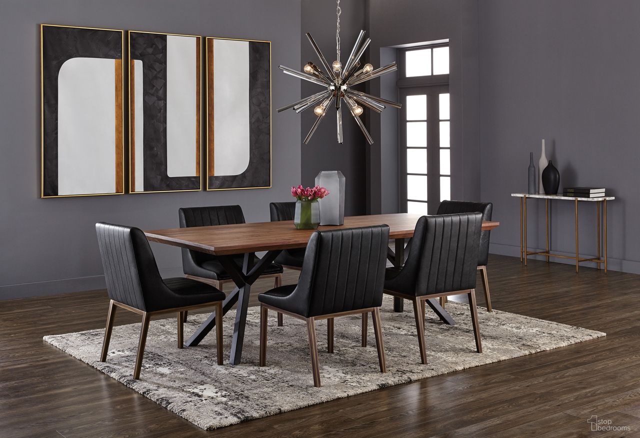 Lark 94 Inch Lark Dining Room Set In Black and Brown