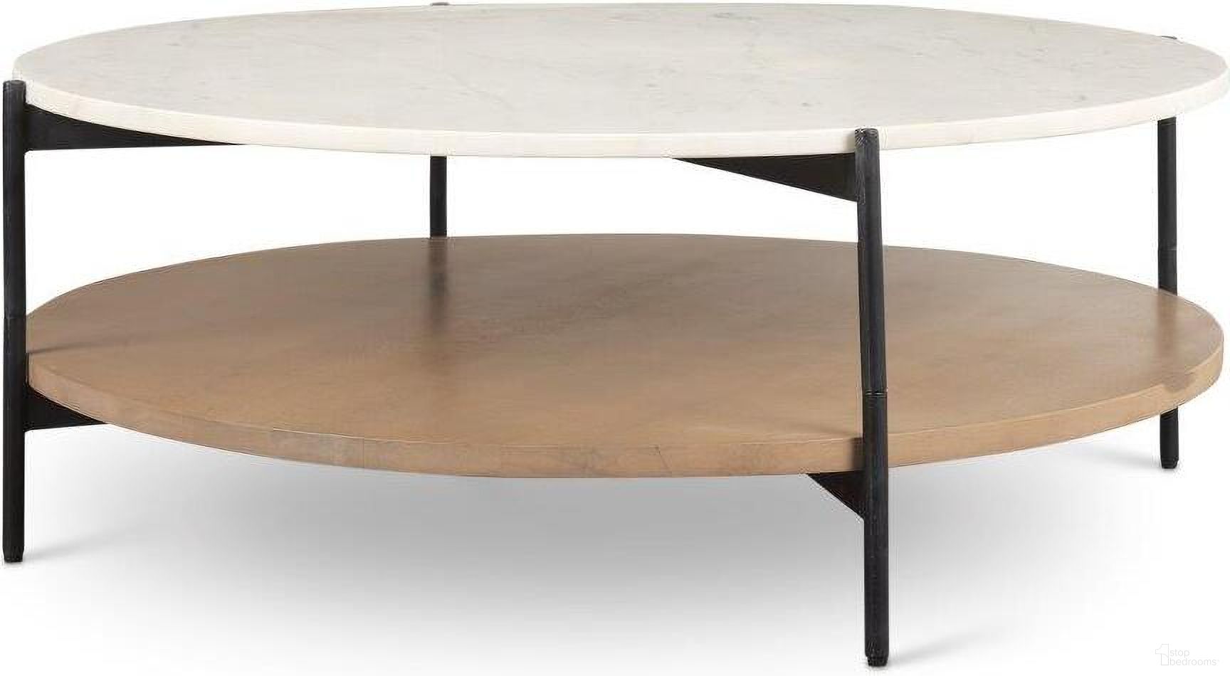 The appearance of Larkin Marble Top With Brown Wood Shelf Round Coffee Table designed by Mercana in the modern / contemporary interior design. This white and brown piece of furniture was selected by 1StopBedrooms from Larkin Collection to add a touch of cosiness and style into your home. Sku: 69924-AB. Material: Wood.