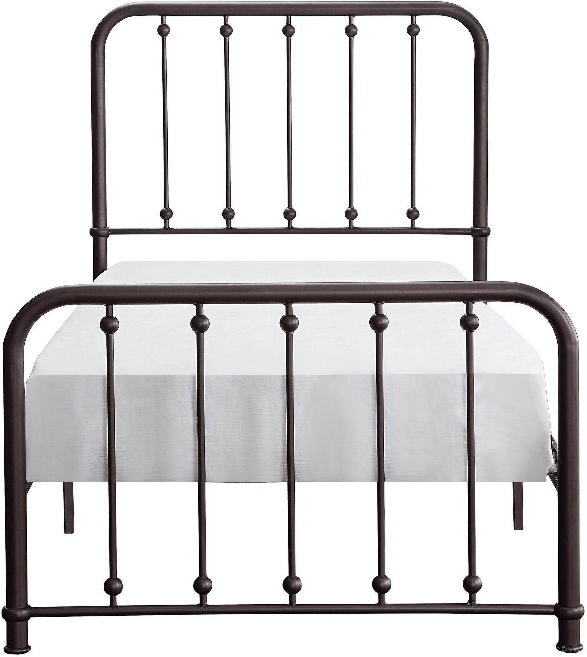 The appearance of Larkspur Dark Bronze Twin Metal Panel Bed designed by Homelegance in the industrial interior design. This brown piece of furniture  was selected by 1StopBedrooms from Larkspur Collection to add a touch of cosiness and style into your home. Sku: 1638T-1. Bed Type: Panel Bed. Material: Metal. Bed Size: Twin.