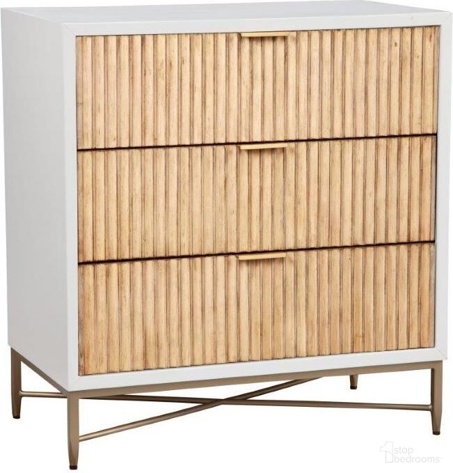 The appearance of Larsen Small Chest White designed by Alpine in the modern / contemporary interior design. This white and natural piece of furniture was selected by 1StopBedrooms from Larsen Collection to add a touch of cosiness and style into your home. Sku: 7400-04. Material: Wood Veneer.