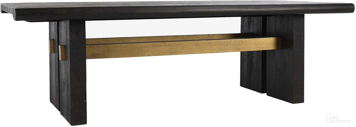 The appearance of Larson 96 Inch Dining Table In Black designed by Classic Home in the transitional interior design. This black piece of furniture  was selected by 1StopBedrooms from Larson Collection to add a touch of cosiness and style into your home. Sku: 51031246. Table Base Style: Trestle. Table Top Shape: Rectangular. Size: 46" x 96". Material: Reclaimed Pine.