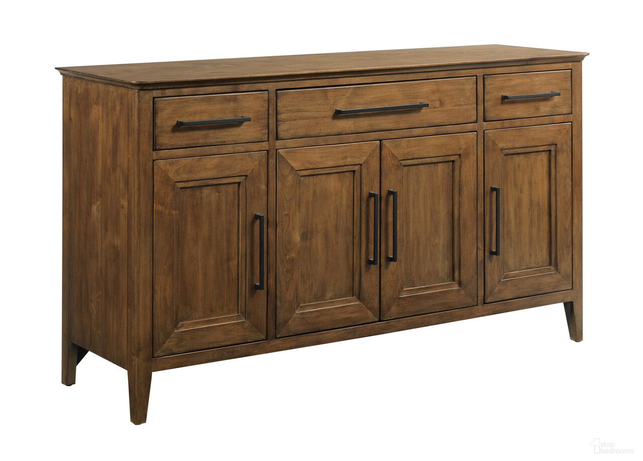 The appearance of Abode Larson Buffet In Warm Brunette designed by Kincaid in the modern / contemporary interior design. This warm brunette piece of furniture  was selected by 1StopBedrooms from Abode Collection to add a touch of cosiness and style into your home. Sku: 269-857. Material: Solid Wood.