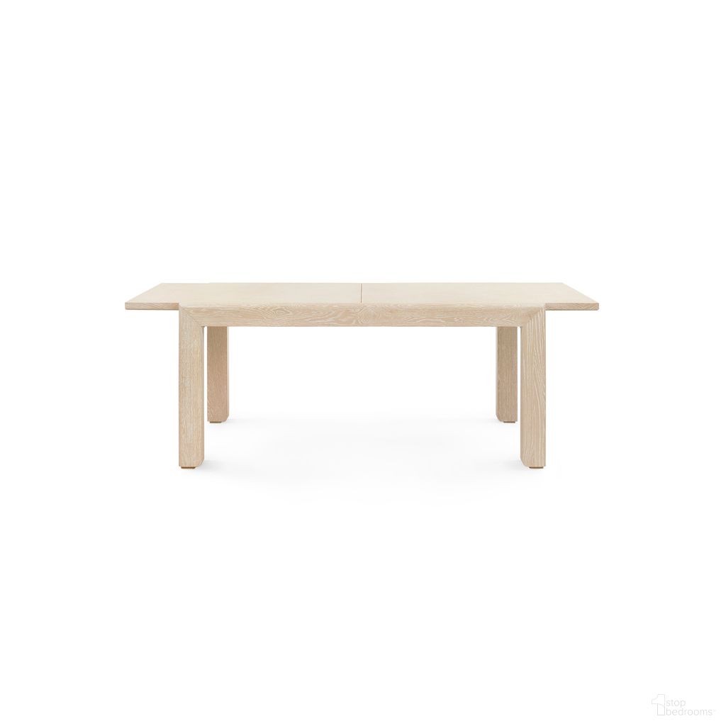 The appearance of Larson Dining Table In Sand designed by Villa & House in the transitional interior design. This sand piece of furniture  was selected by 1StopBedrooms from Larson Collection to add a touch of cosiness and style into your home. Sku: LAR-375-99. Table Base Style: Legs. Table Top Shape: Rectangular. Size: 40" x 84". Material: Oak Wood.