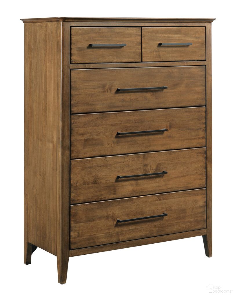 The appearance of Abode Larson Drawer Chest In Warm Brunette designed by Kincaid in the modern / contemporary interior design. This warm brunette piece of furniture  was selected by 1StopBedrooms from Abode Collection to add a touch of cosiness and style into your home. Sku: 269-215. Material: Solid Wood.