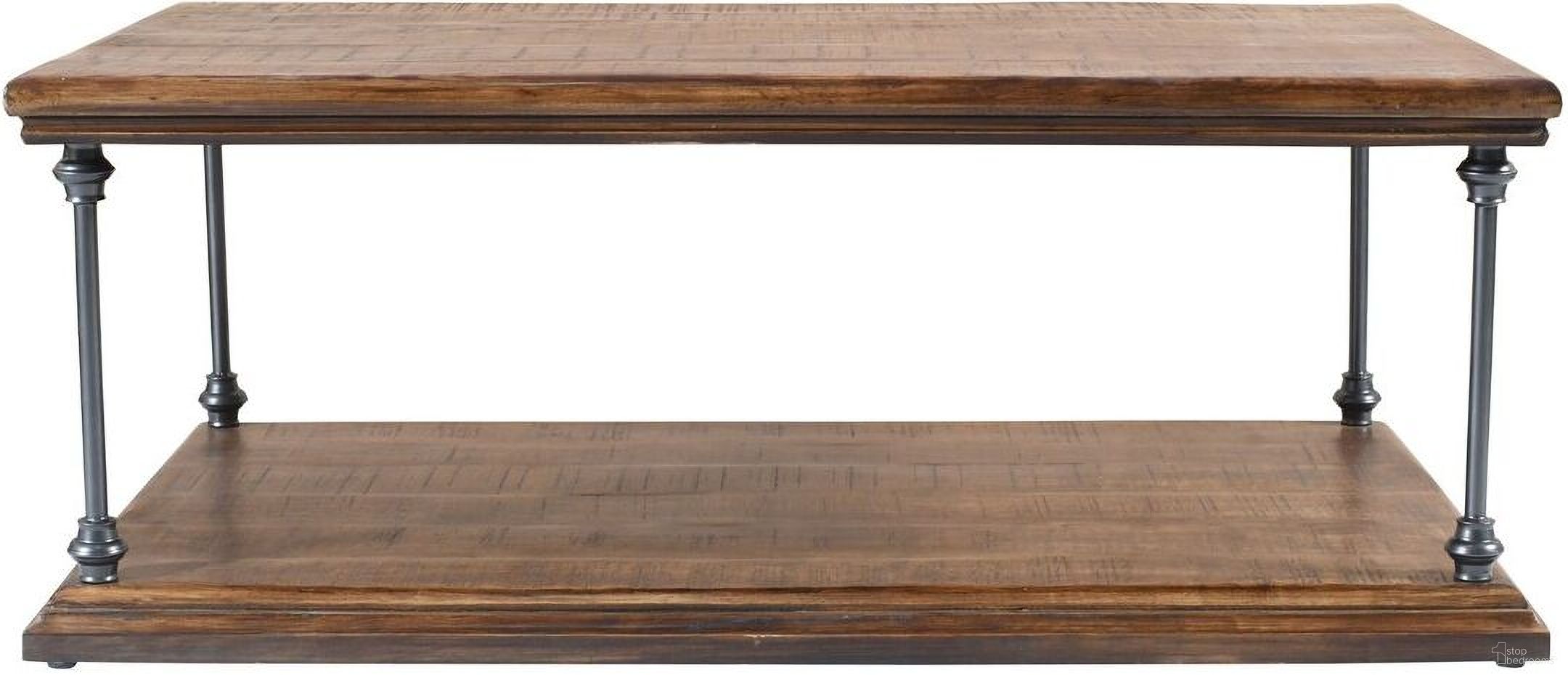 The appearance of Larson 50 Inch Solid Wood Coffee Table with Storage In Distressed Brown designed by Jofran in the industrial interior design. This distressed brown piece of furniture  was selected by 1StopBedrooms from Larson Collection to add a touch of cosiness and style into your home. Sku: 2222-1. Material: Iron.