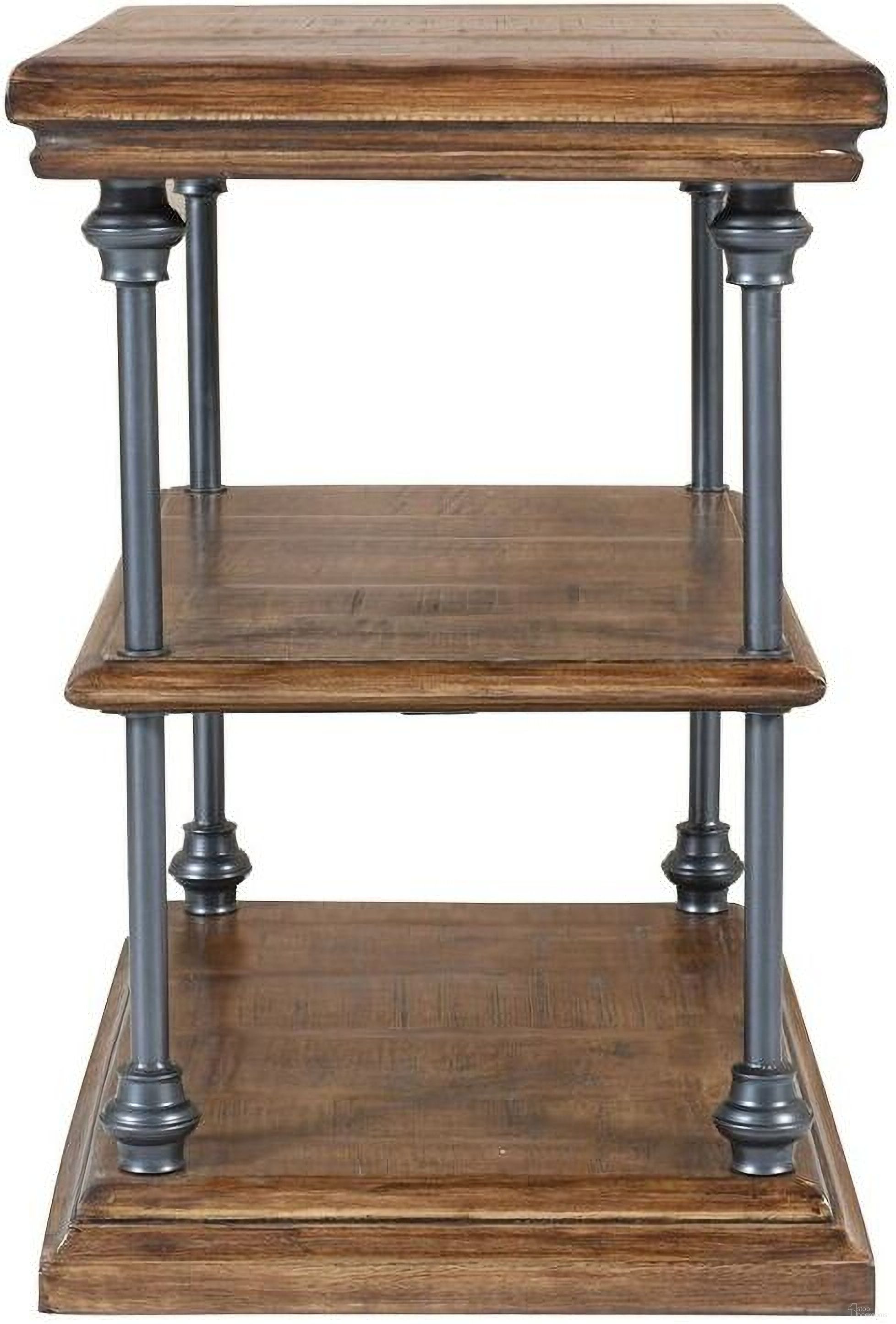 The appearance of Larson Chairside End Table with Storage In Distressed Brown designed by Jofran in the industrial interior design. This distressed brown piece of furniture  was selected by 1StopBedrooms from Larson Collection to add a touch of cosiness and style into your home. Sku: 2222-7. Material: Iron.