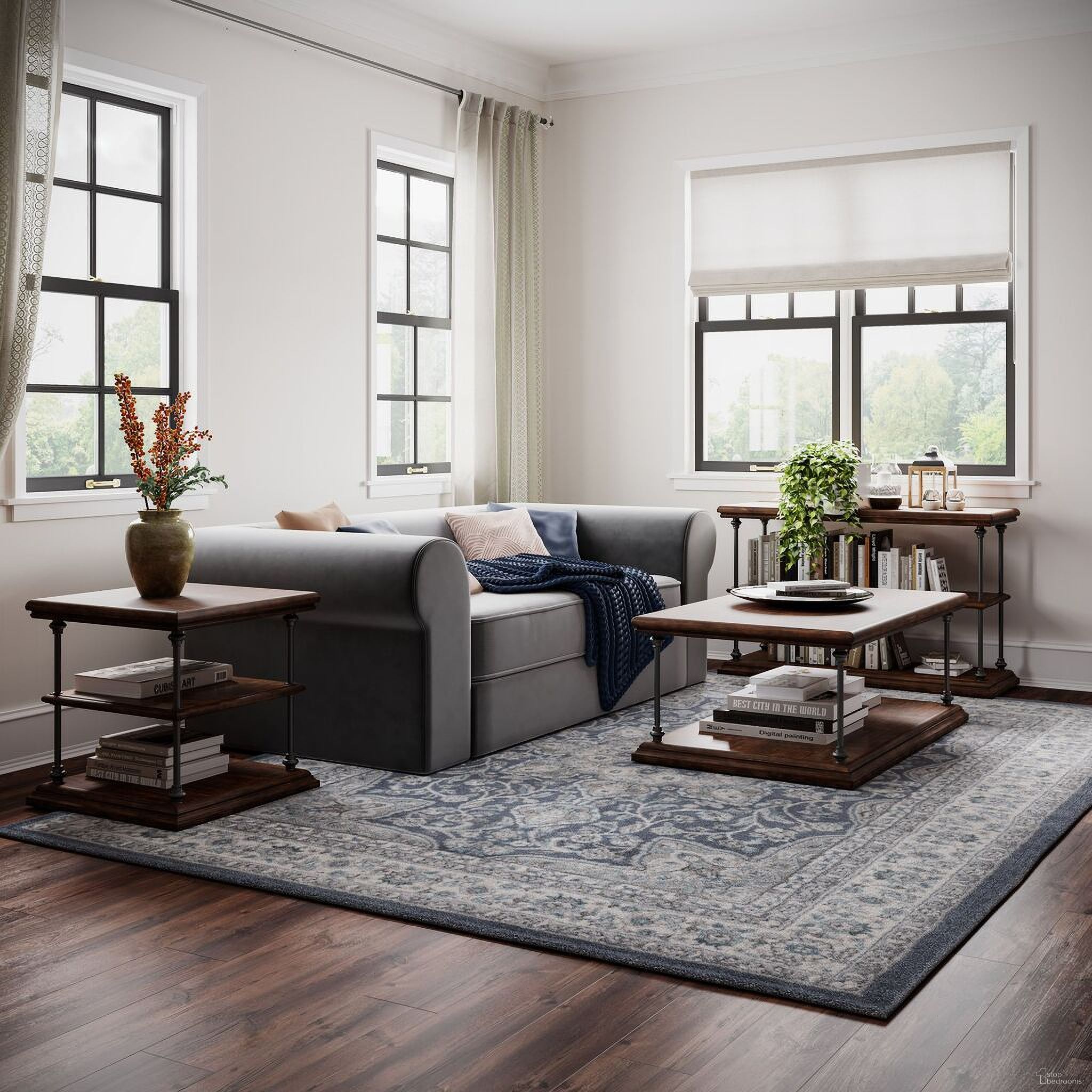 The appearance of Larson Occasional Table Set In Distressed Brown designed by Jofran in the industrial interior design. This distressed brown piece of furniture  was selected by 1StopBedrooms from Larson Collection to add a touch of cosiness and style into your home. Sku: 2222-1;2222-7. Material: Mango Wood.