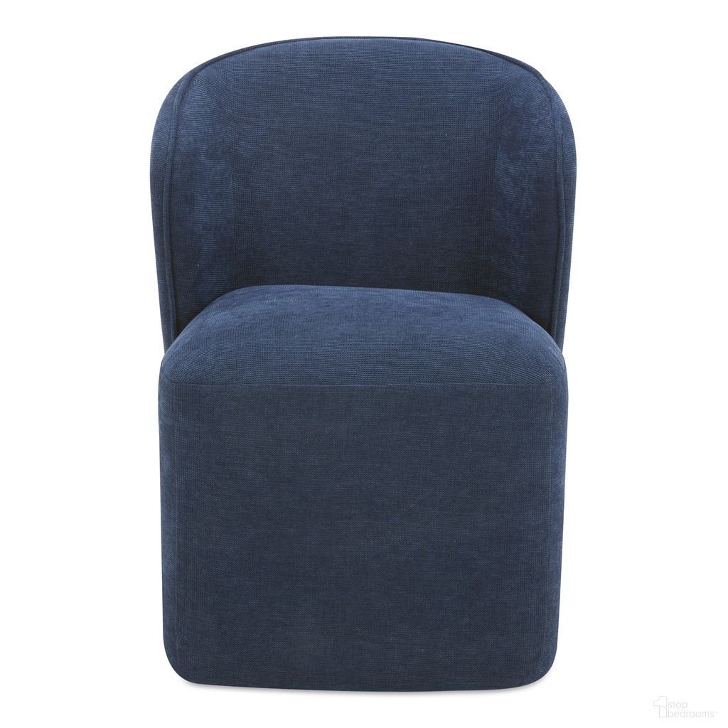 Larson Rolling Dining Chair In Navy Blue