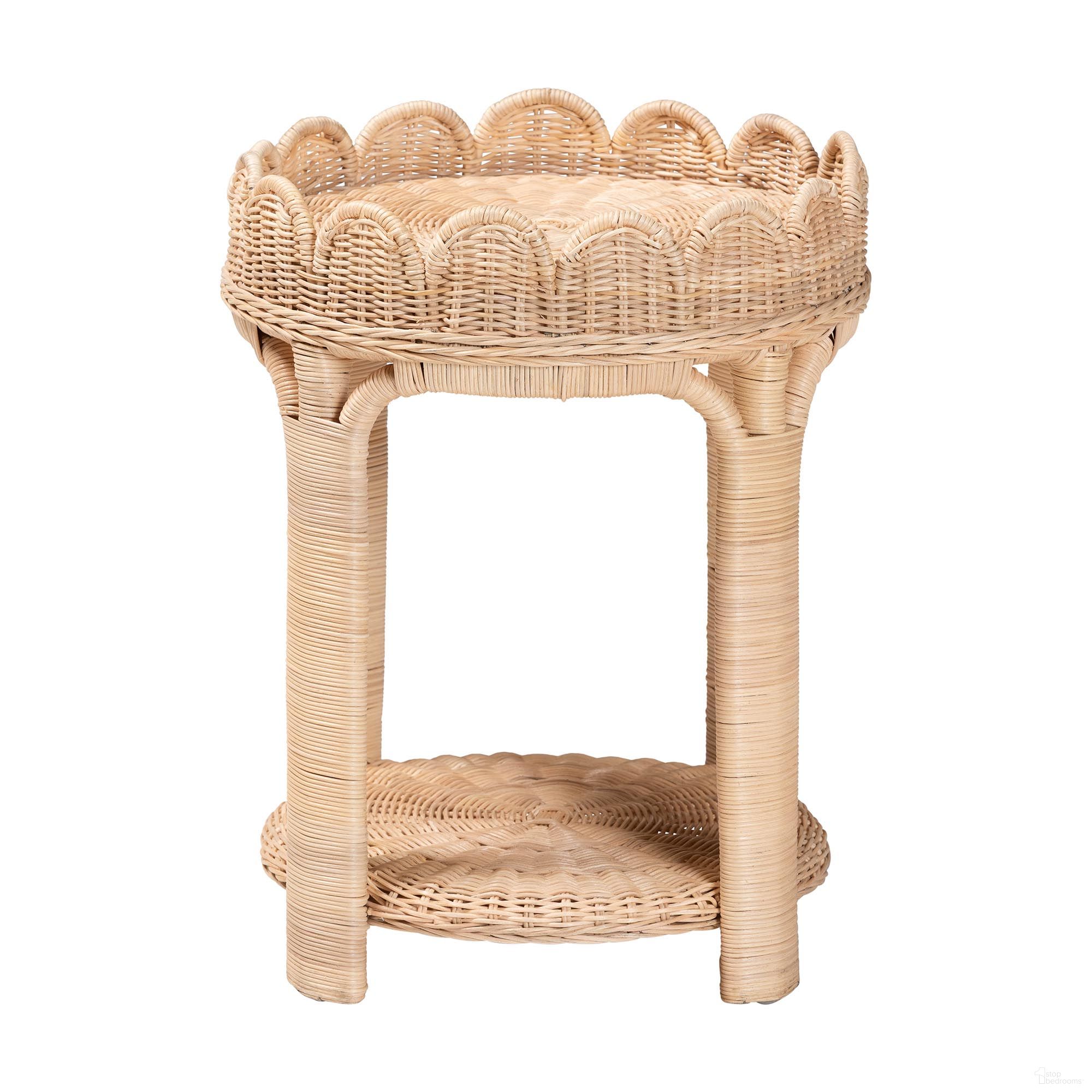 Latoya 2-Tier Natural Rattan End Table In Natural Brown