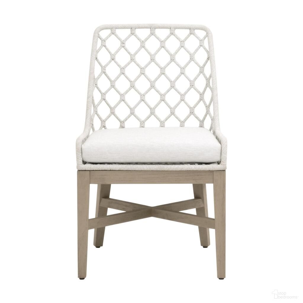 Lattis Outdoor Dining Chair In White and Washed Ever Teak