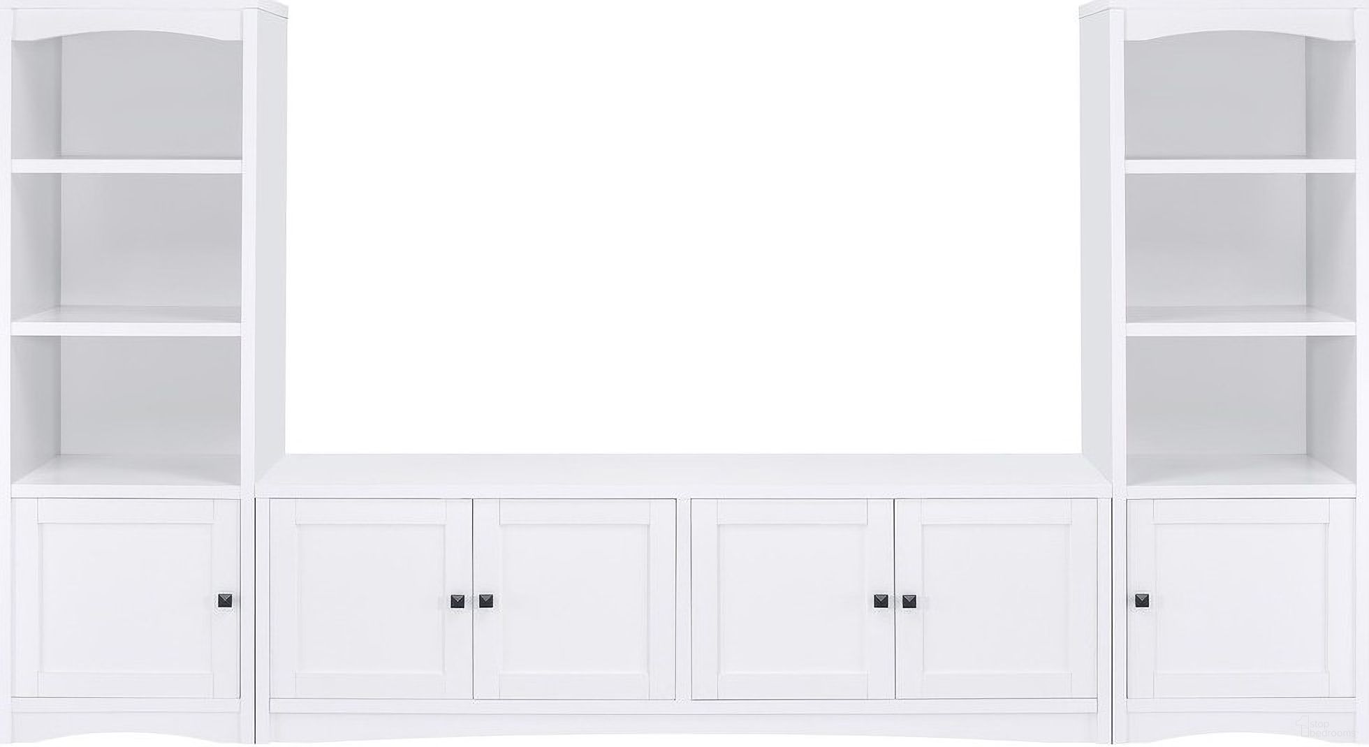The appearance of Laughlin 3-piece Entertainment Center TV Stand In White designed by Coaster in the transitional interior design. This white piece of furniture was selected by 1StopBedrooms from Laughlin Collection to add a touch of cosiness and style into your home. Sku: 724113;724114;724114. Material: MDF.