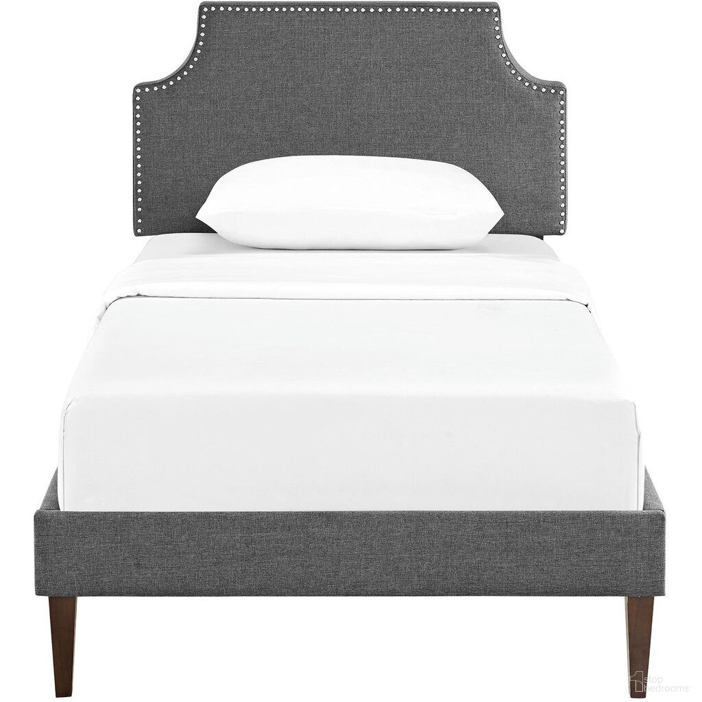 The appearance of Laura Fabric Twin Platform Bed With Squared Tapered Legs In Gray designed by Modway in the modern / contemporary interior design. This gray piece of furniture  was selected by 1StopBedrooms from Laura Collection to add a touch of cosiness and style into your home. Sku: MOD-5596-GRY. Bed Type: Platform Bed. Material: Fabric. Bed Size: Twin.