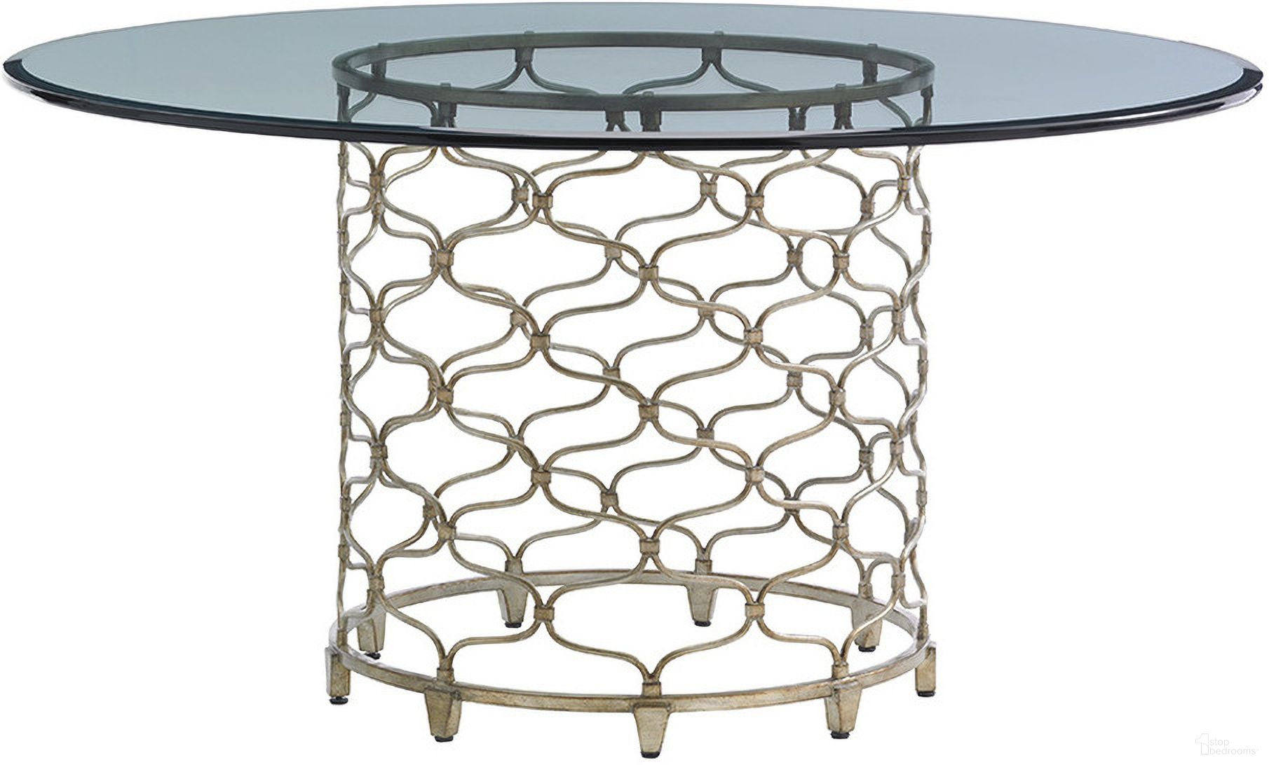 The appearance of Laurel Canyon Bollinger Round Dining Table with 60 Inch Glass Top In Carrillo designed by Lexington in the modern / contemporary interior design. This carrillo piece of furniture was selected by 1StopBedrooms from Laurel Canyon Collection to add a touch of cosiness and style into your home. Sku: 721-875-60C. Table Base Style: Pedestal. Table Top Shape: Round. Material: Wood. Size: 60".