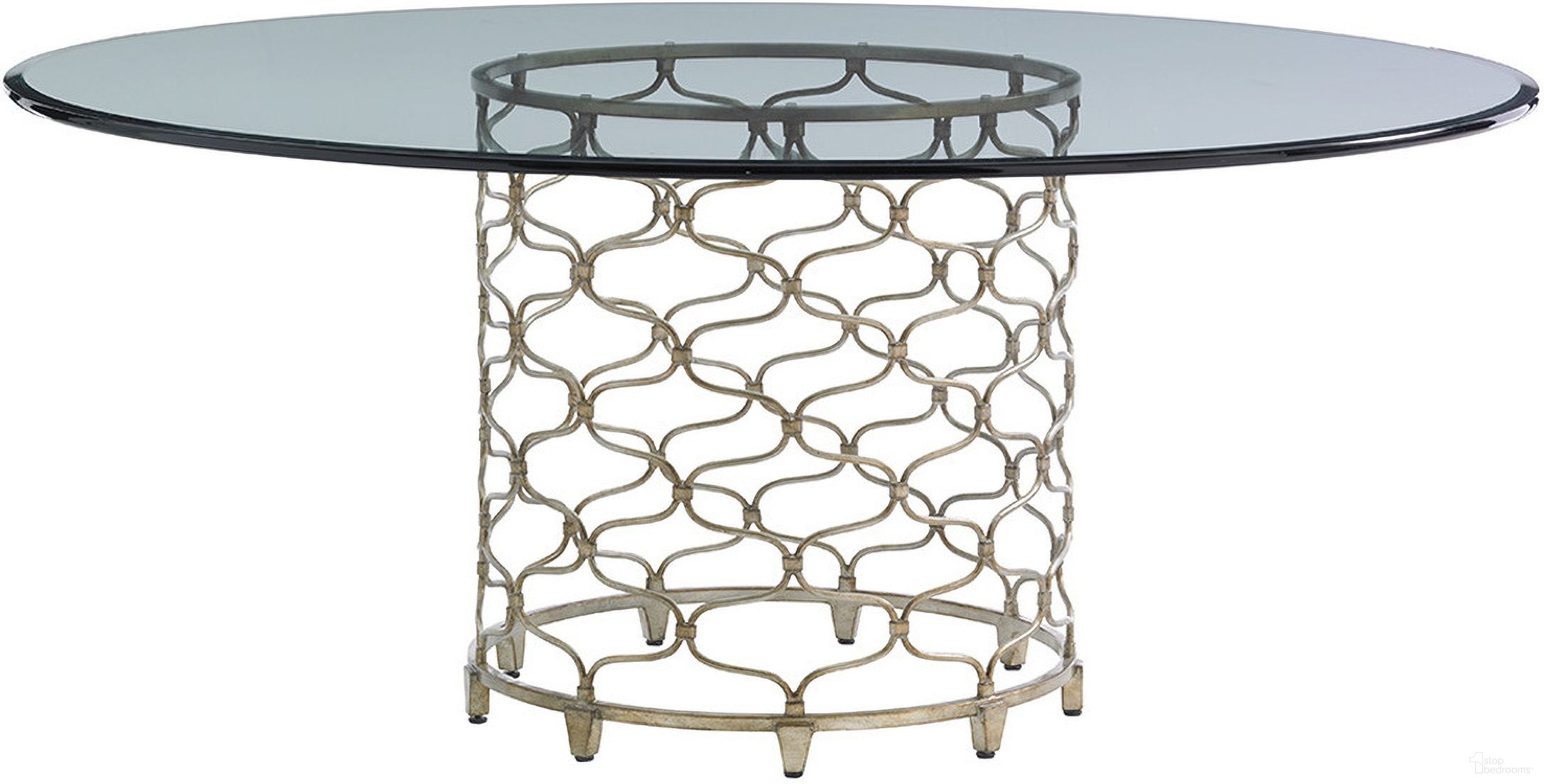 The appearance of Laurel Canyon Bollinger Round Dining Table with 72 Inch Glass Top In Carrillo designed by Lexington in the modern / contemporary interior design. This carrillo piece of furniture was selected by 1StopBedrooms from Laurel Canyon Collection to add a touch of cosiness and style into your home. Sku: 721-875-72C. Table Base Style: Pedestal. Table Top Shape: Round. Material: Wood. Size: 72".