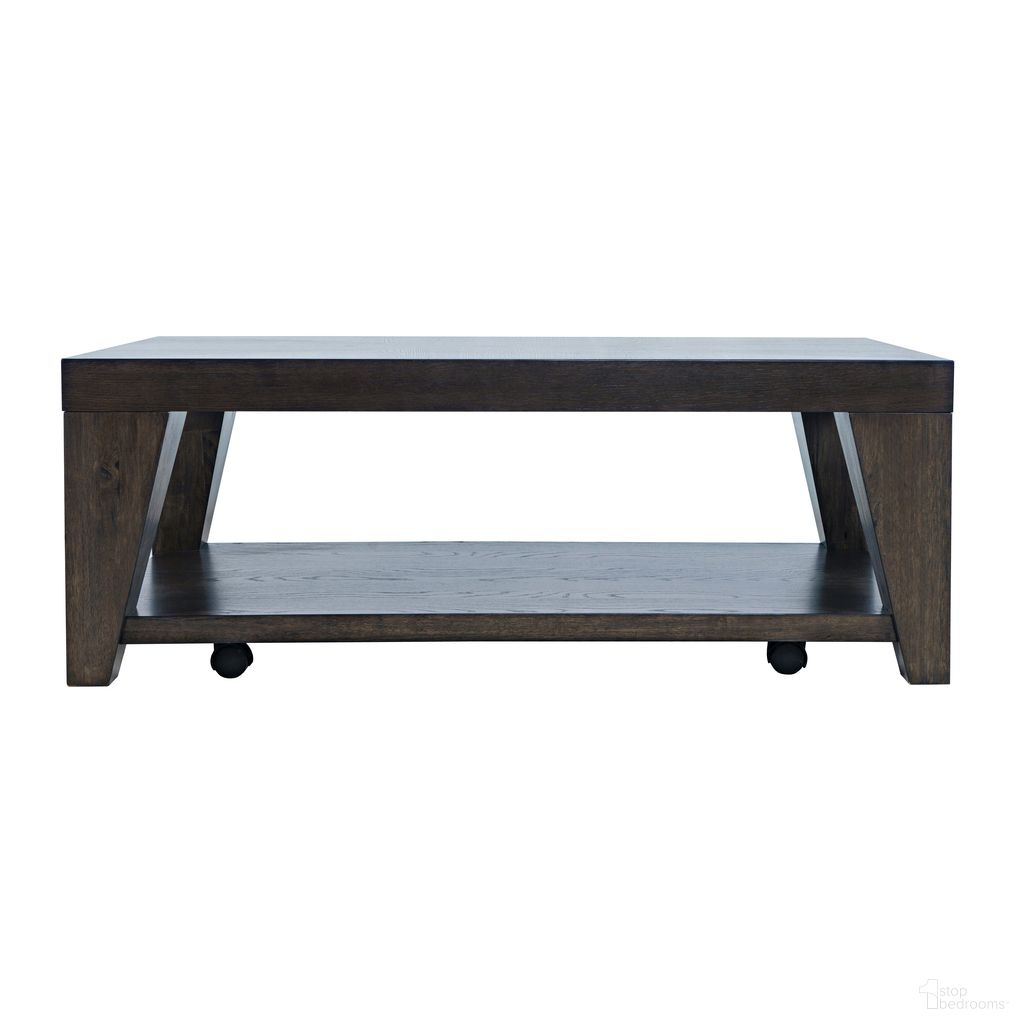 Laurel Creek 50 Inch Coffee Table with Storage Shelf and Hidden Casters In Espresso