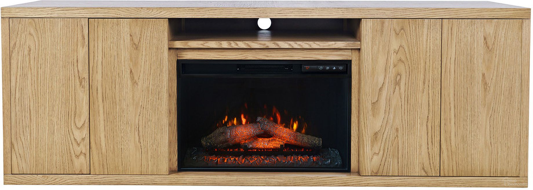 Laurel Creek 78 Inch Electric LED Fireplace with Storage In Natural and Brown