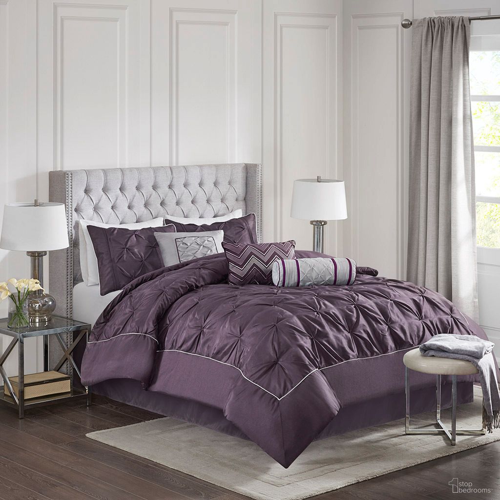 Laurel 7 Piece Tufted Comforter Set In Plum