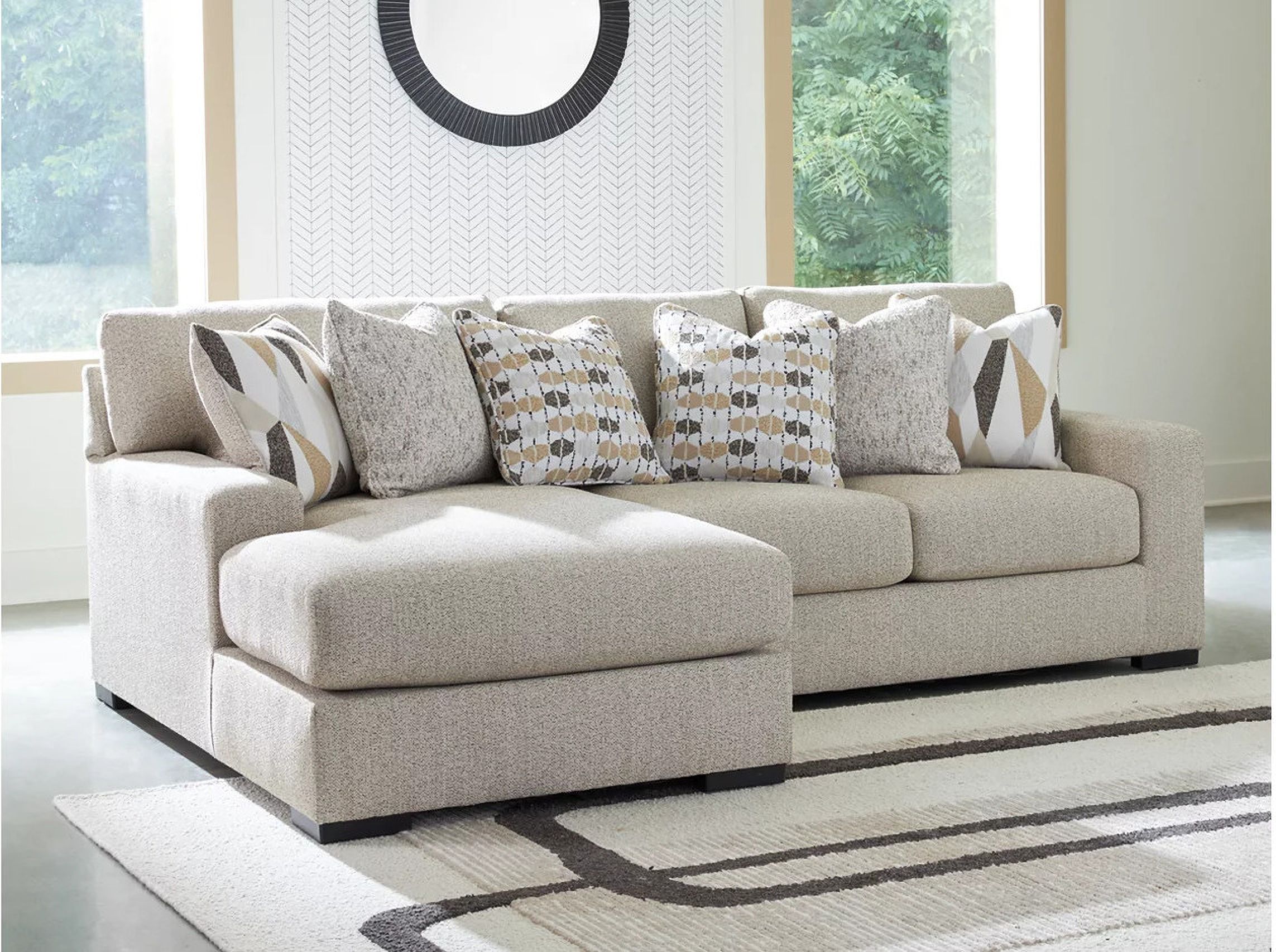 The appearance of Laurelgrove 2-Piece LAF Sectional Sofa Chaise In Pebble designed by Signature Design by Ashley in the modern / contemporary interior design. This pebble piece of furniture was selected by 1StopBedrooms from Laurelgrove Collection to add a touch of cosiness and style into your home. Sku: 7510516;7510556. Material: Polyester. Orientation: LAF. Layout: LAF.
