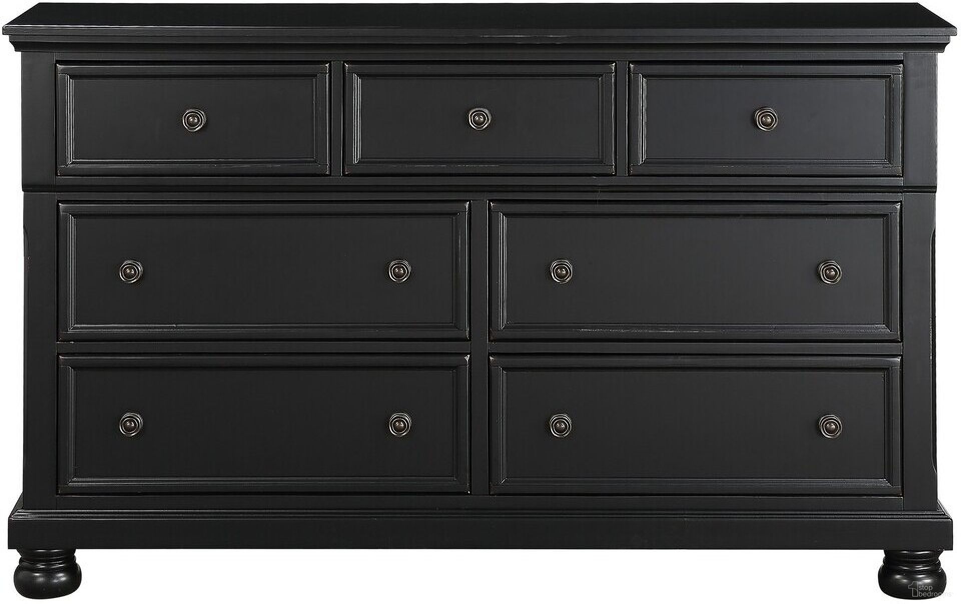 The appearance of Laurelin Black Dresser designed by Homelegance in the transitional interior design. This black piece of furniture was selected by 1StopBedrooms from Laurelin Collection to add a touch of cosiness and style into your home. Sku: 1714BK-5. Material: Wood.